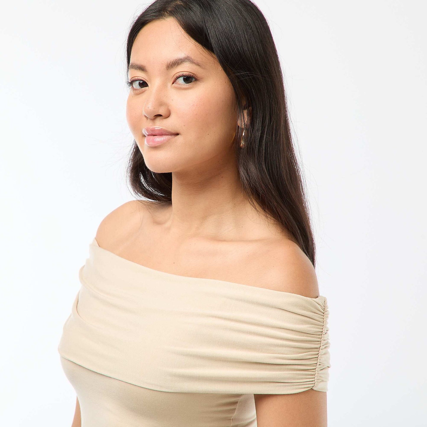 Top stretch col bardot BEIGE