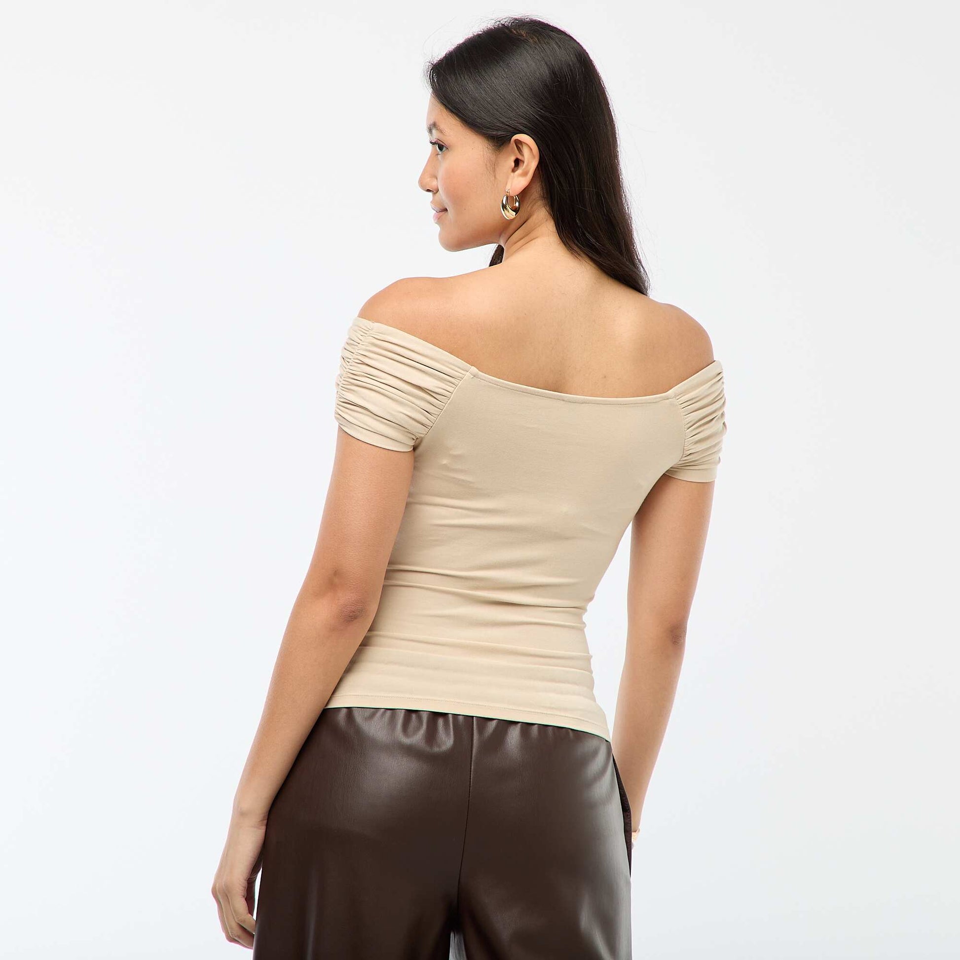 Top stretch col bardot BEIGE