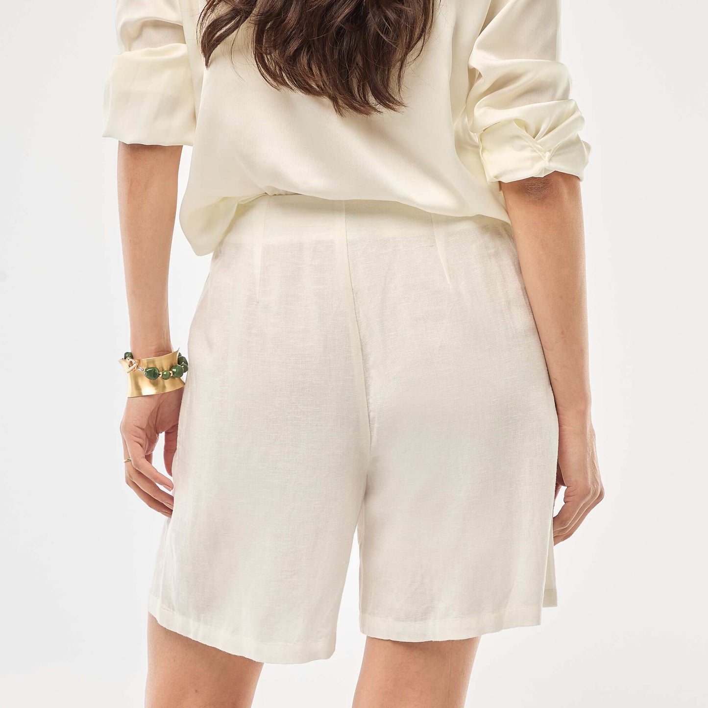 Short taille haute en maille légère BEIGE