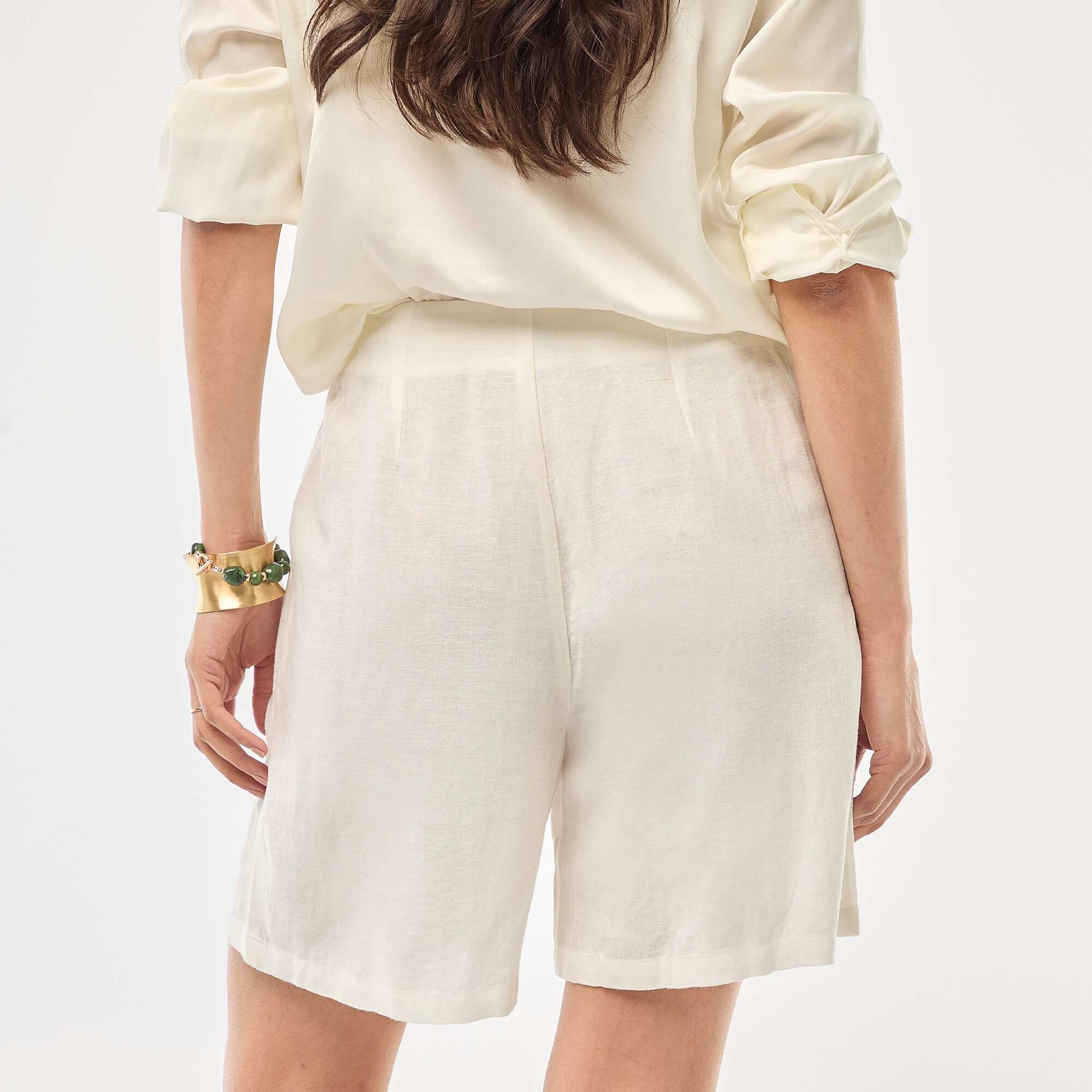 Short taille haute en maille légère BEIGE