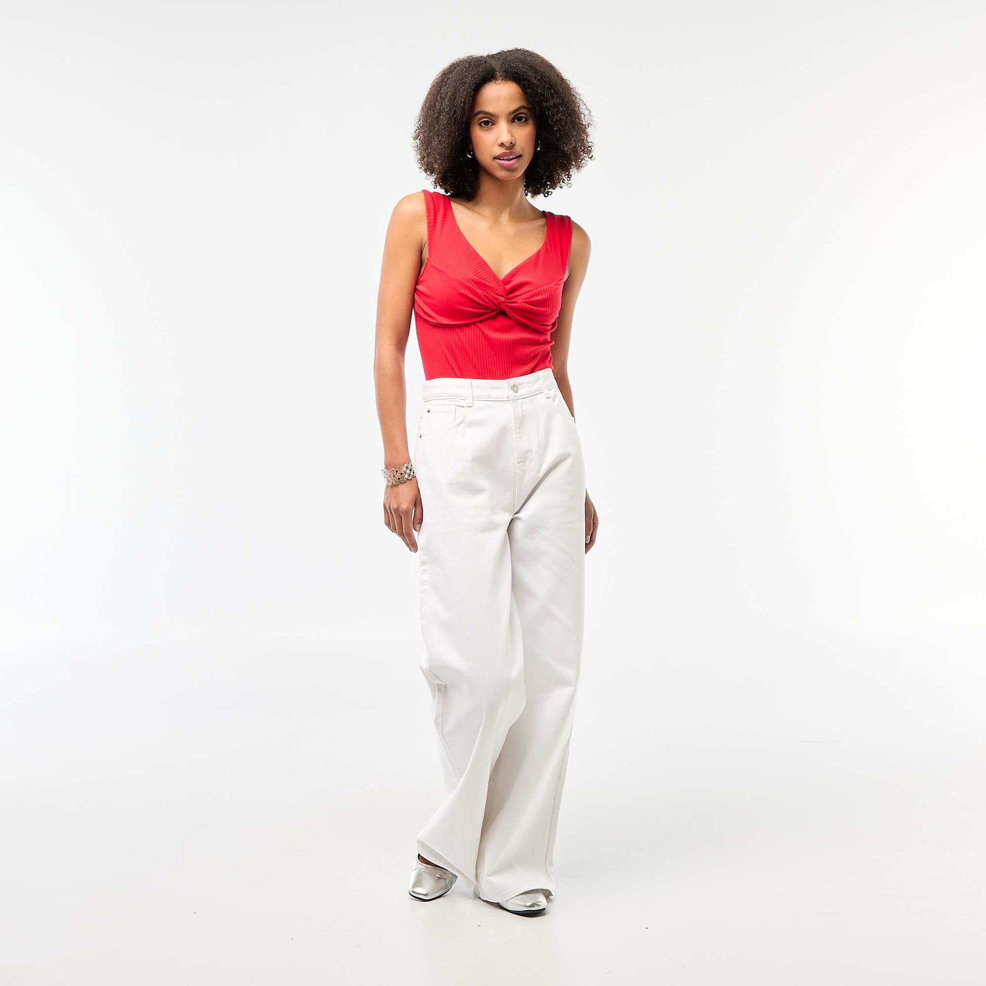 Body côtelé avec encolure twistée - Saint-Valentin ROUGE