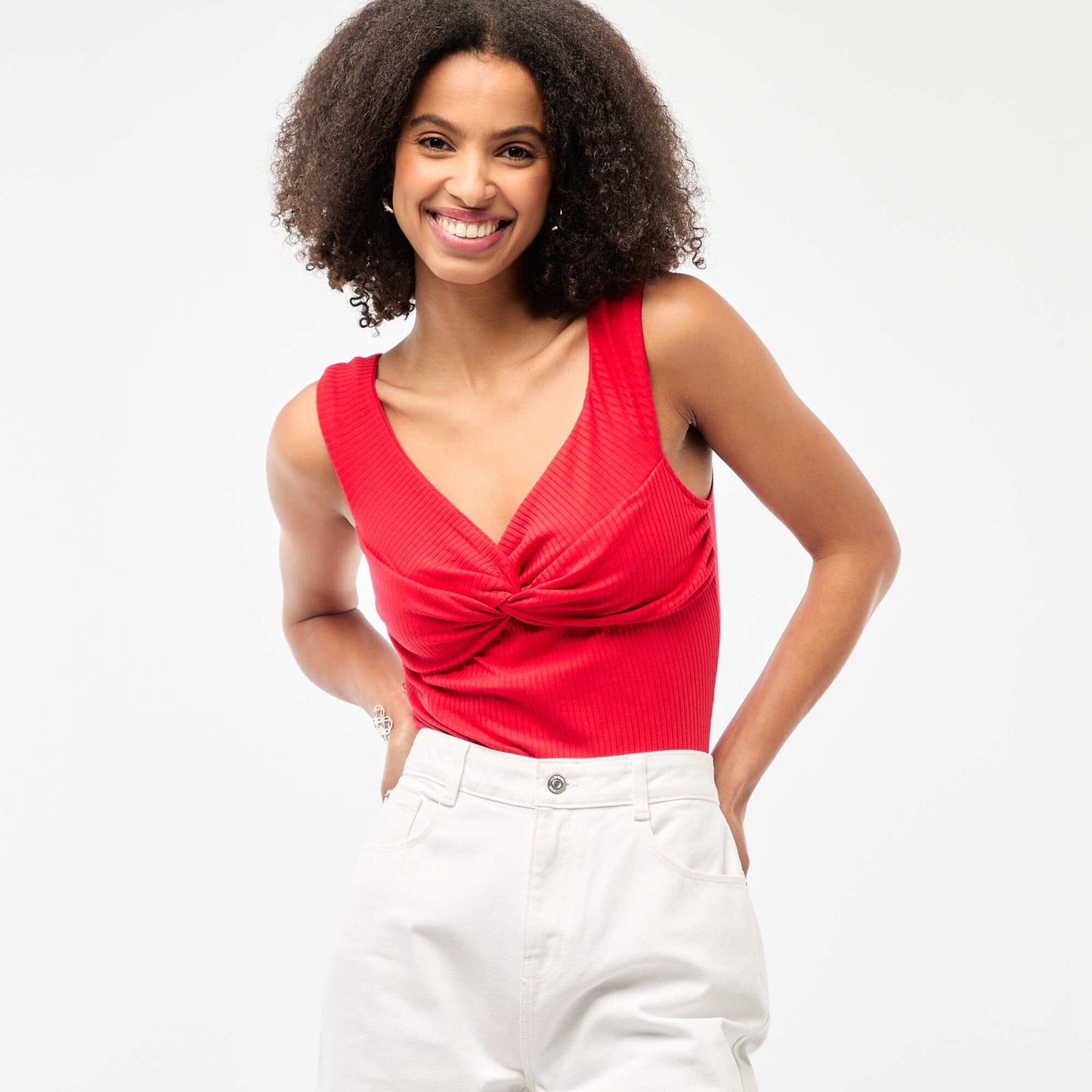 Body côtelé avec encolure twistée - Saint-Valentin ROUGE