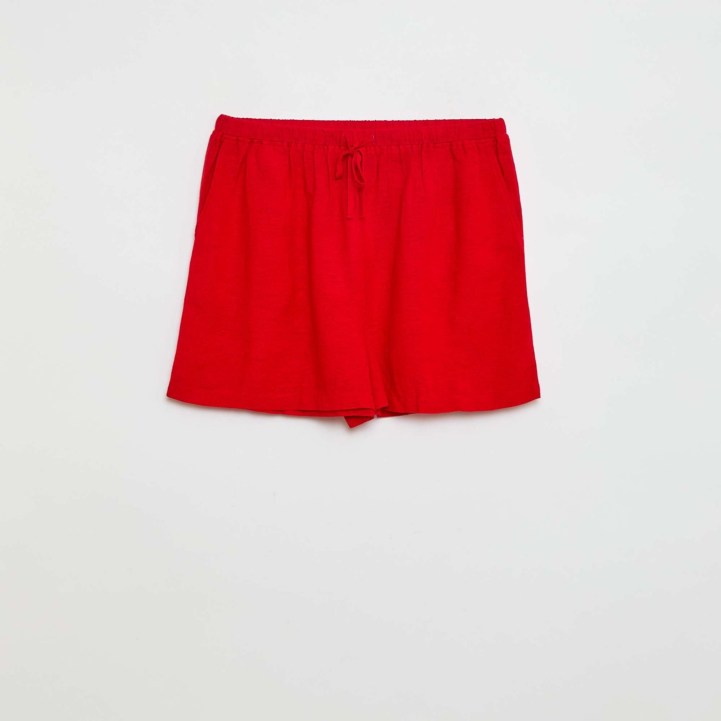 Short avec lien en lin uni ROUGE