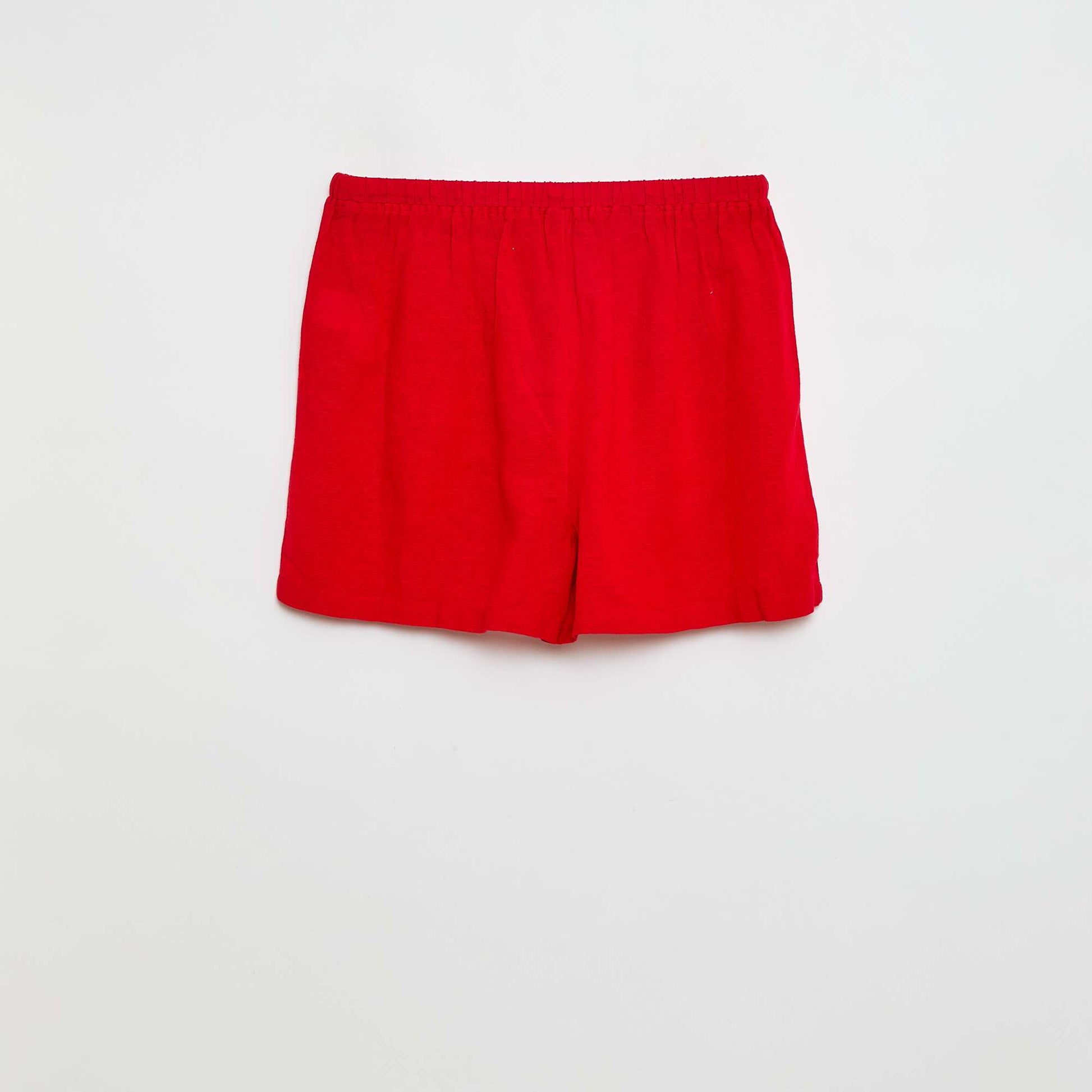 Short avec lien en lin uni ROUGE