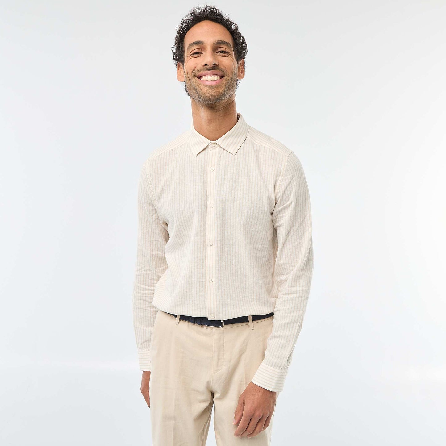 Chemise regular en lin BEIGE