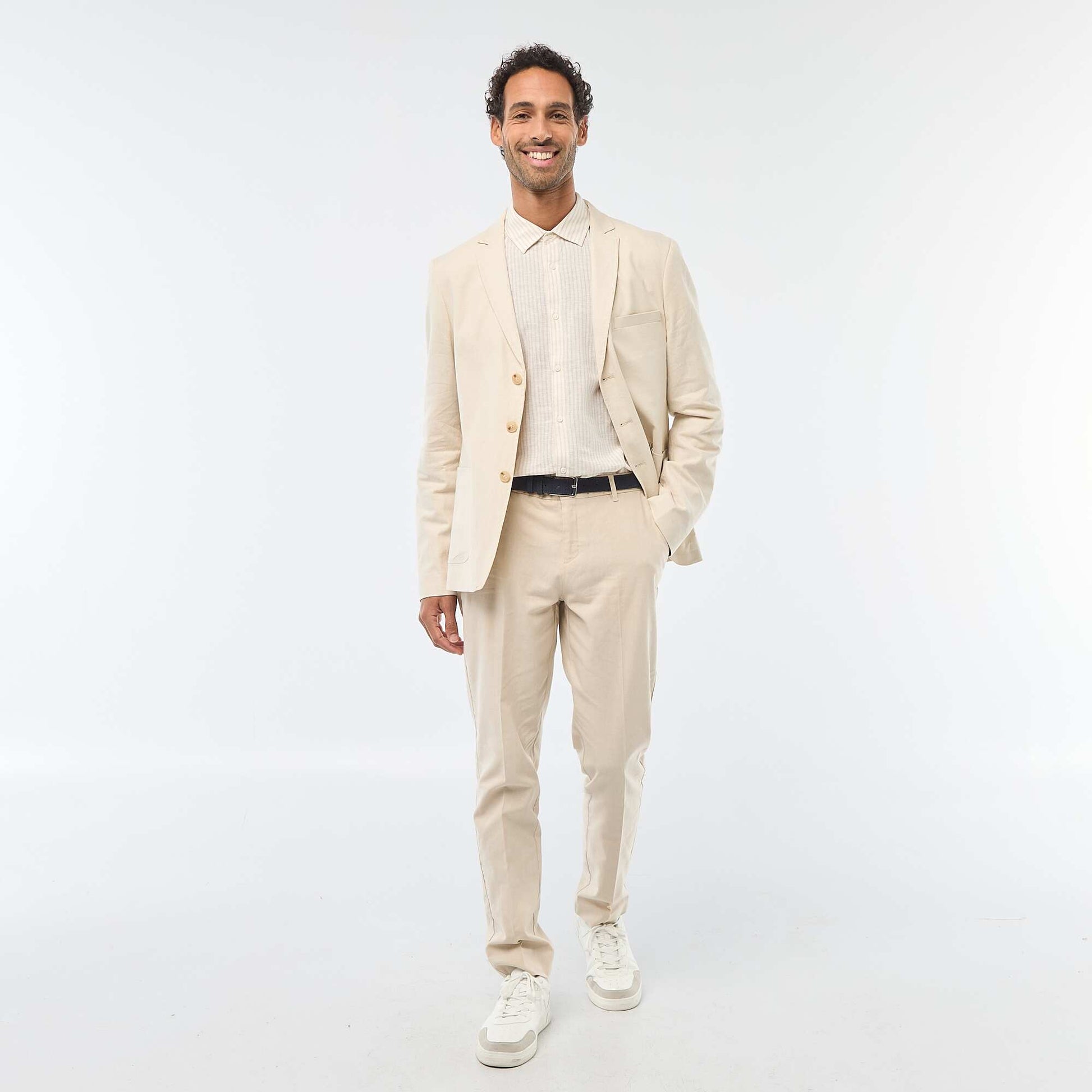 Chemise regular en lin BEIGE