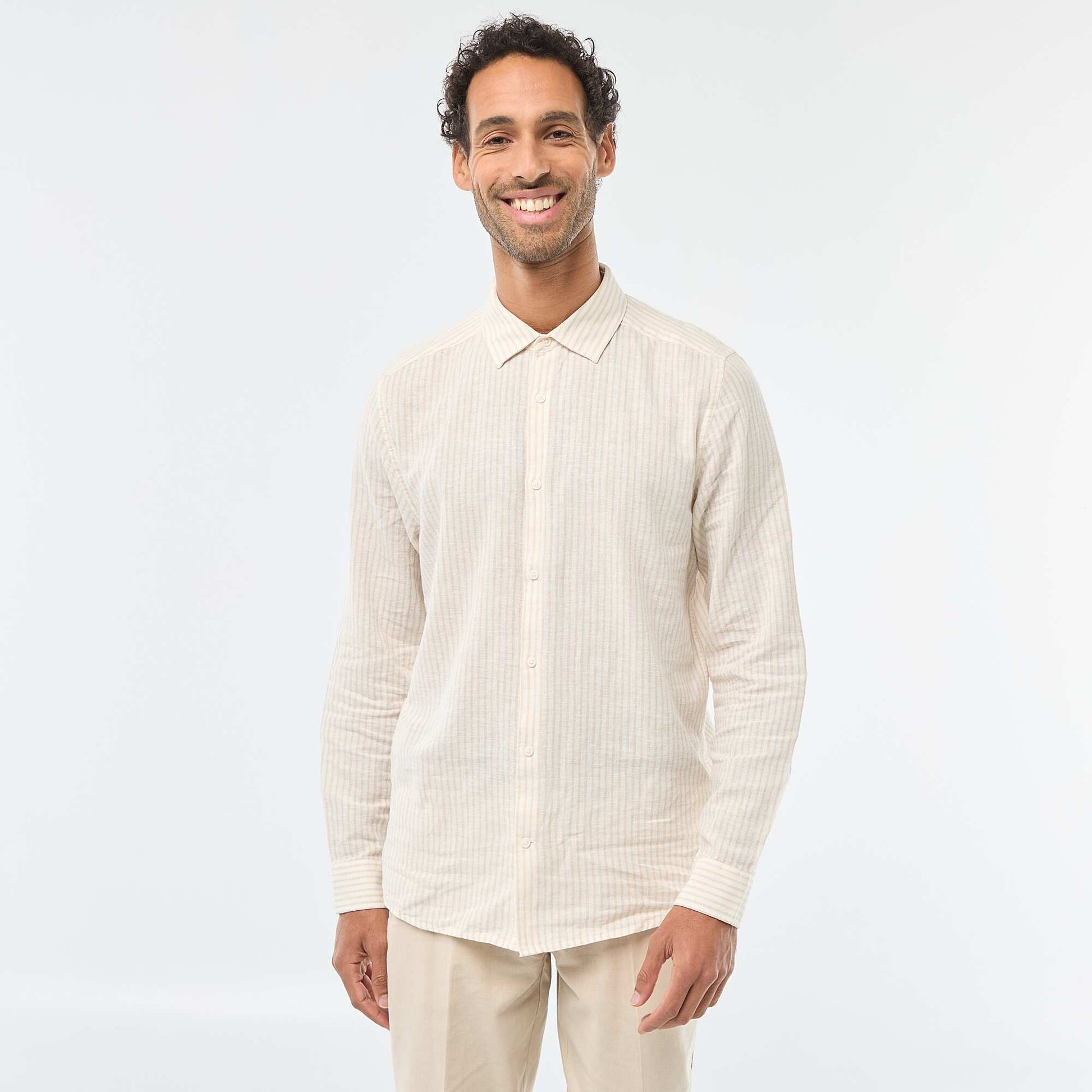 Chemise regular en lin BEIGE