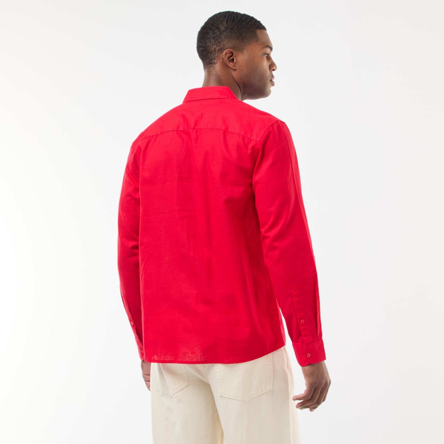 Chemise regular en lin ROUGE