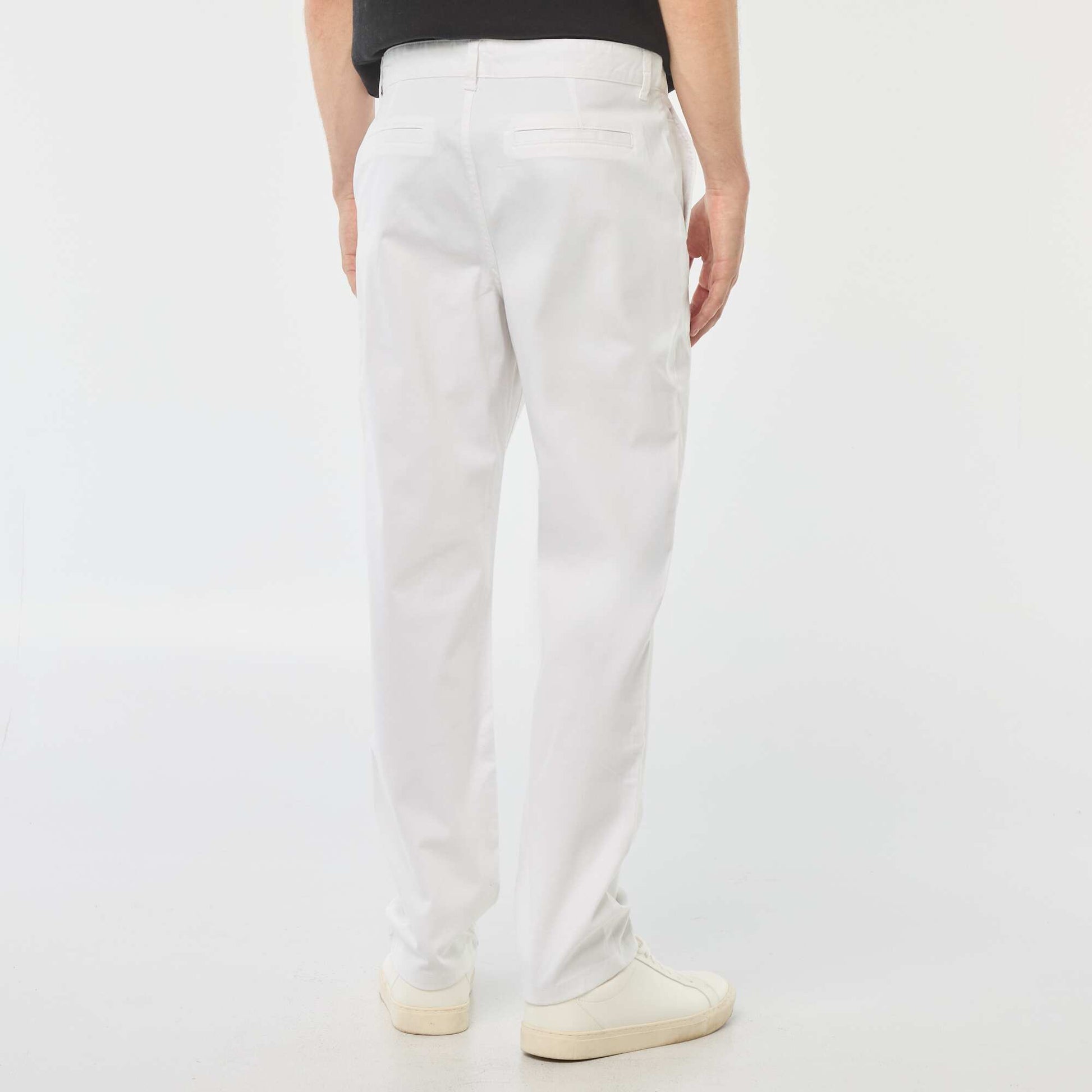 Pantalon chino uni avec revers à la base BLANC