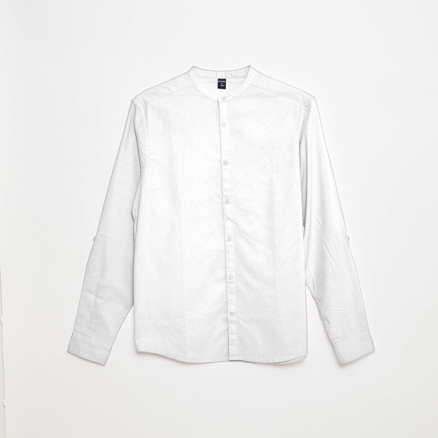 Chemise unie en coton et lin BLANC