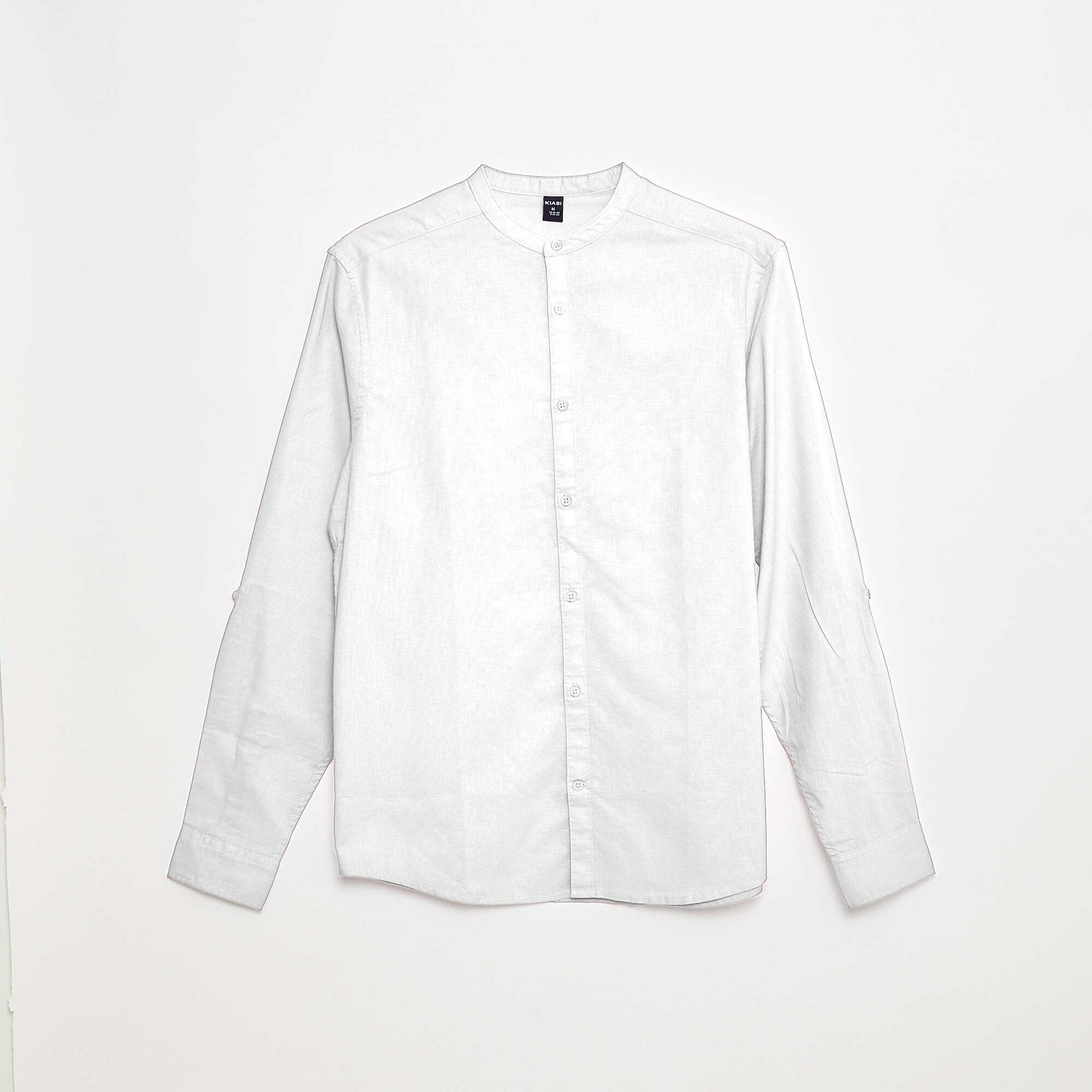 Chemise unie en coton et lin BLANC