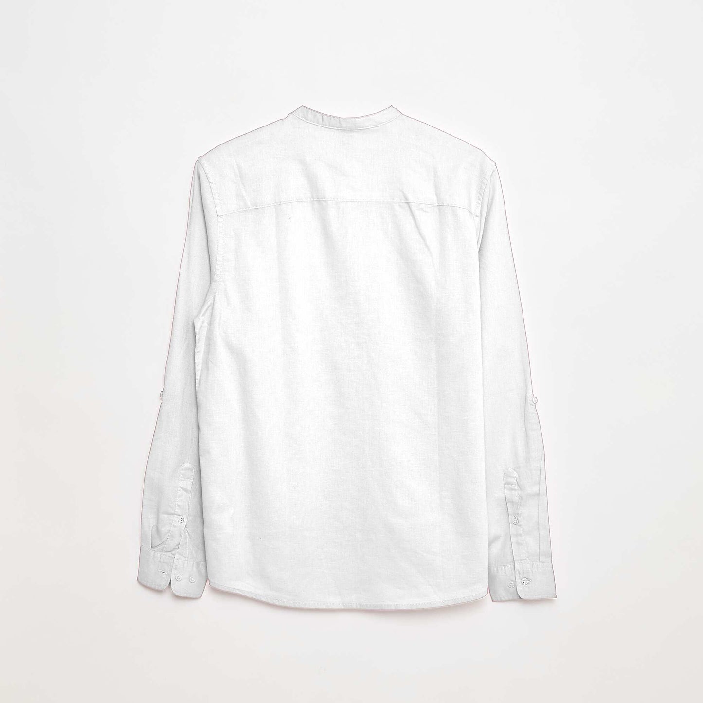 Chemise unie en coton et lin BLANC