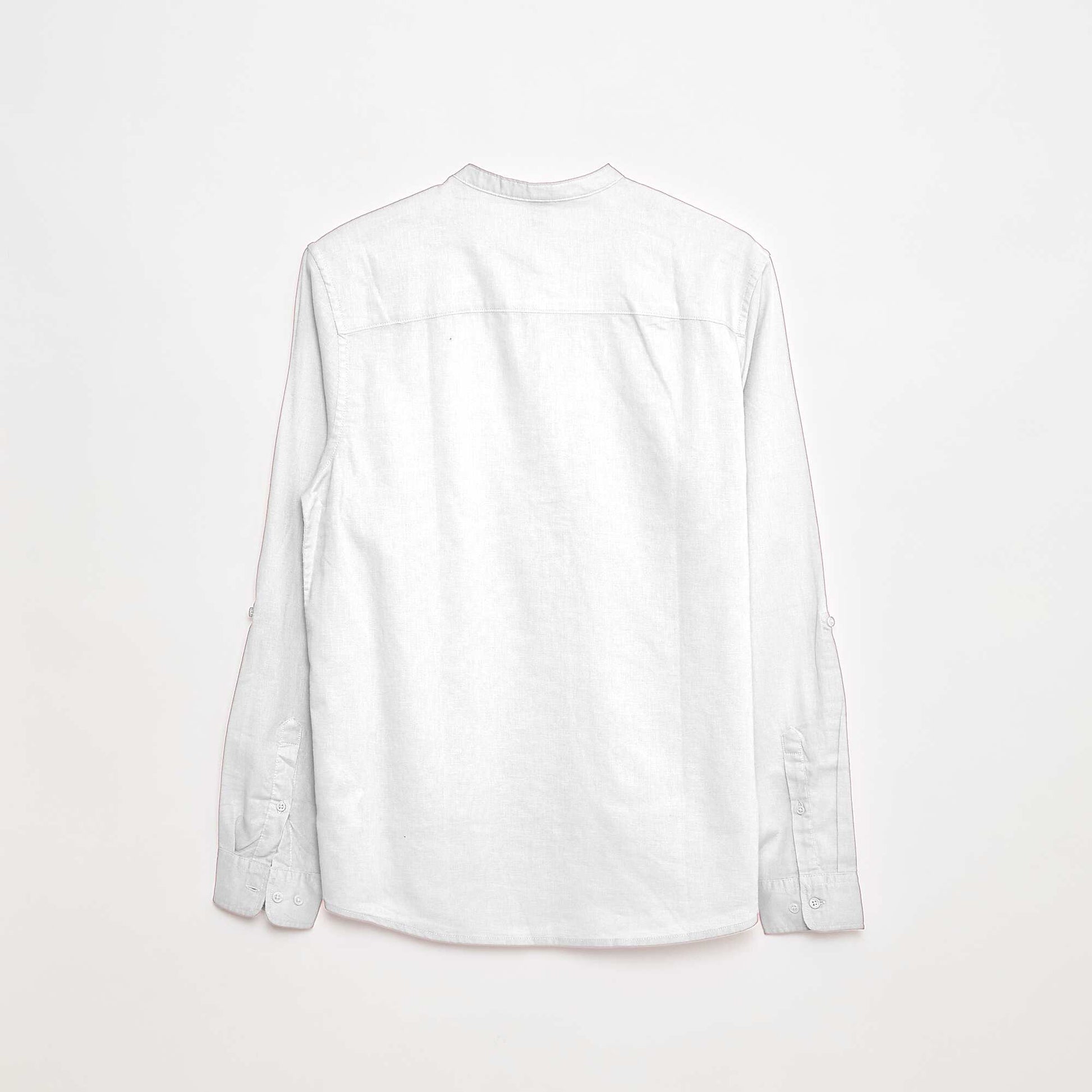 Chemise unie en coton et lin BLANC