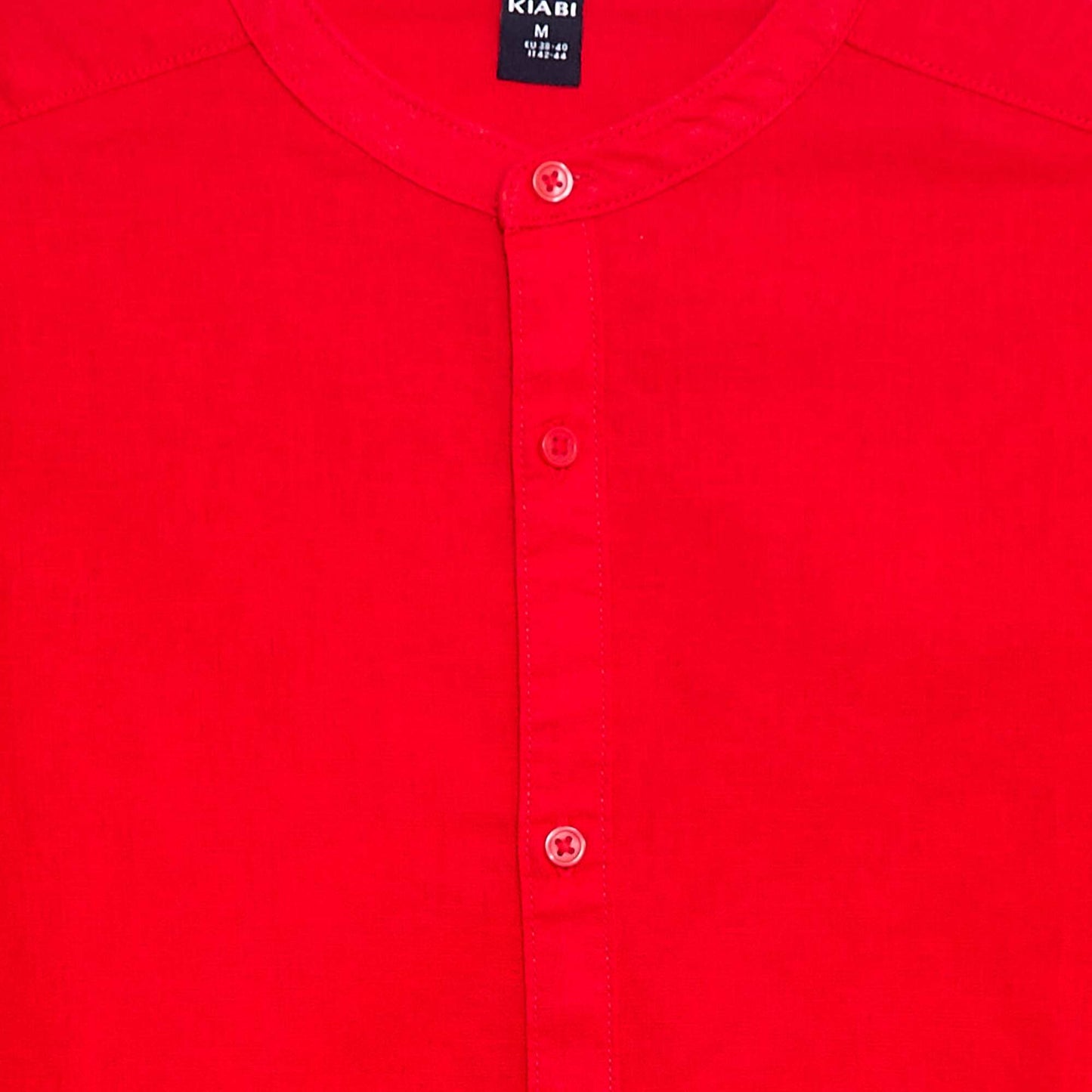 Chemise unie en coton et lin ROUGE