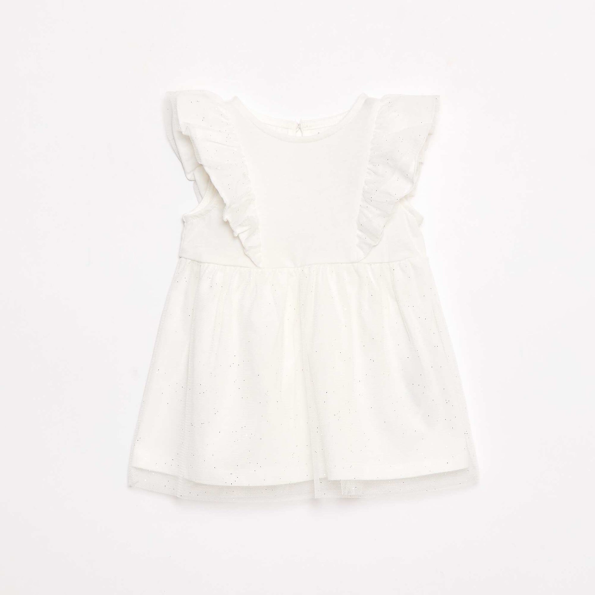 Robe sans manche volantée unie BLANC