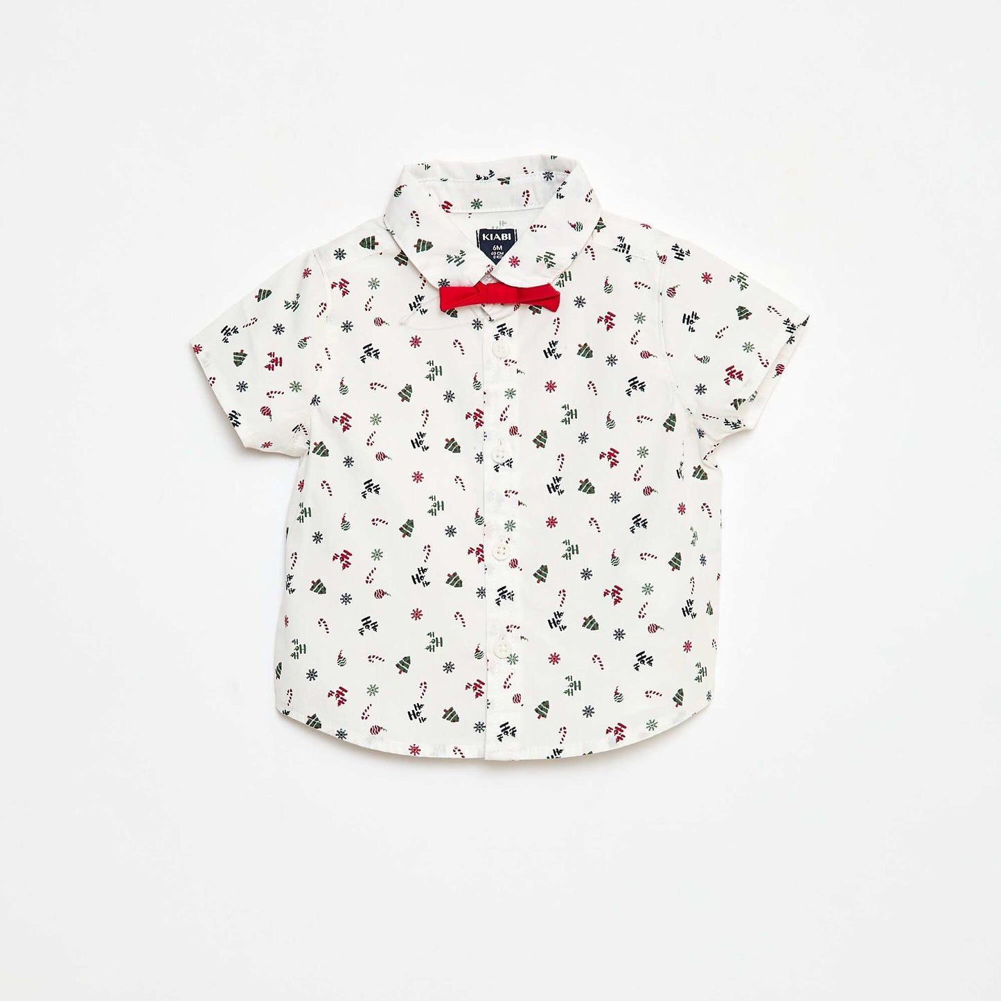 Chemise imprimée 'Noël' avec nœud papillon en coton BLANC