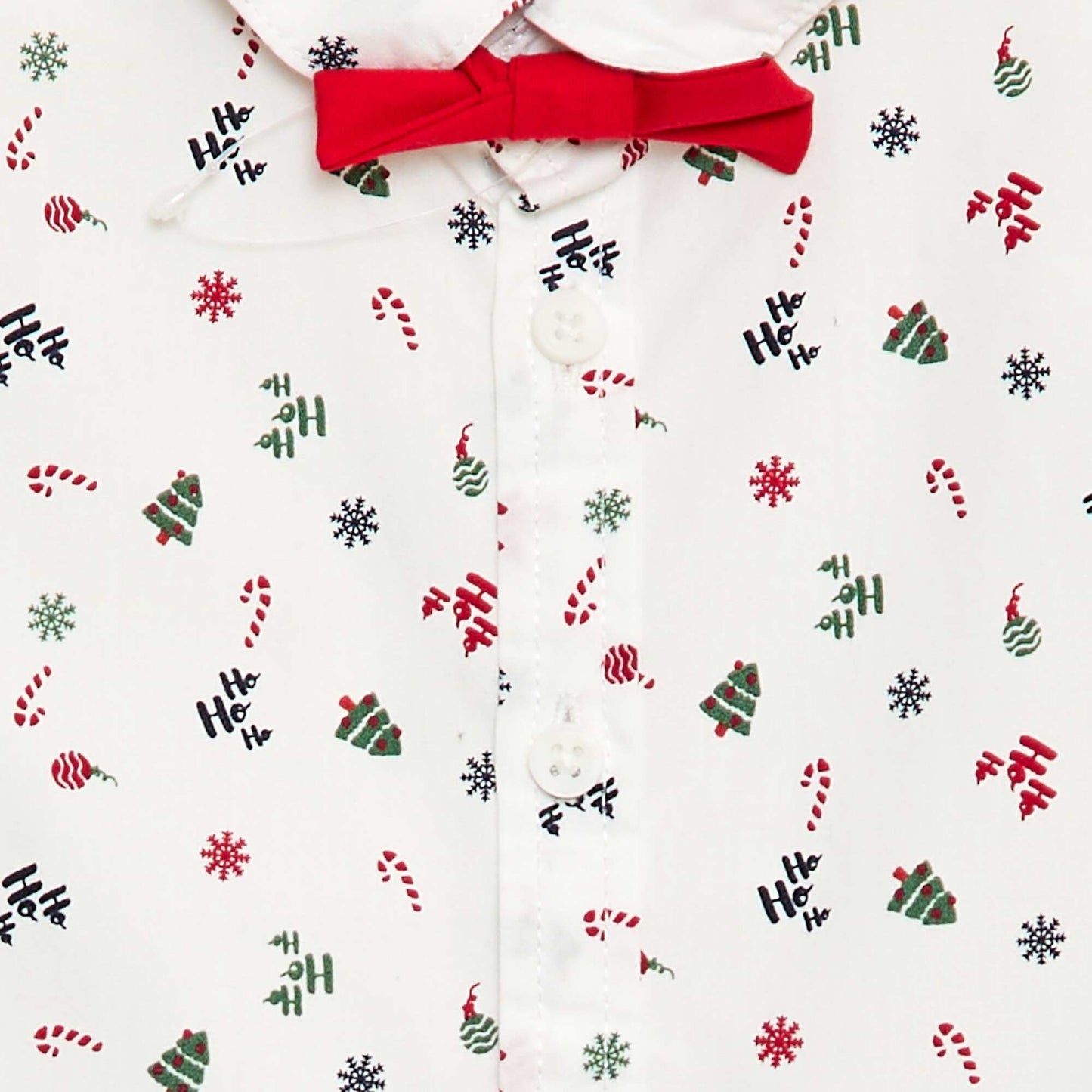 Chemise imprimée 'Noël' avec nœud papillon en coton BLANC