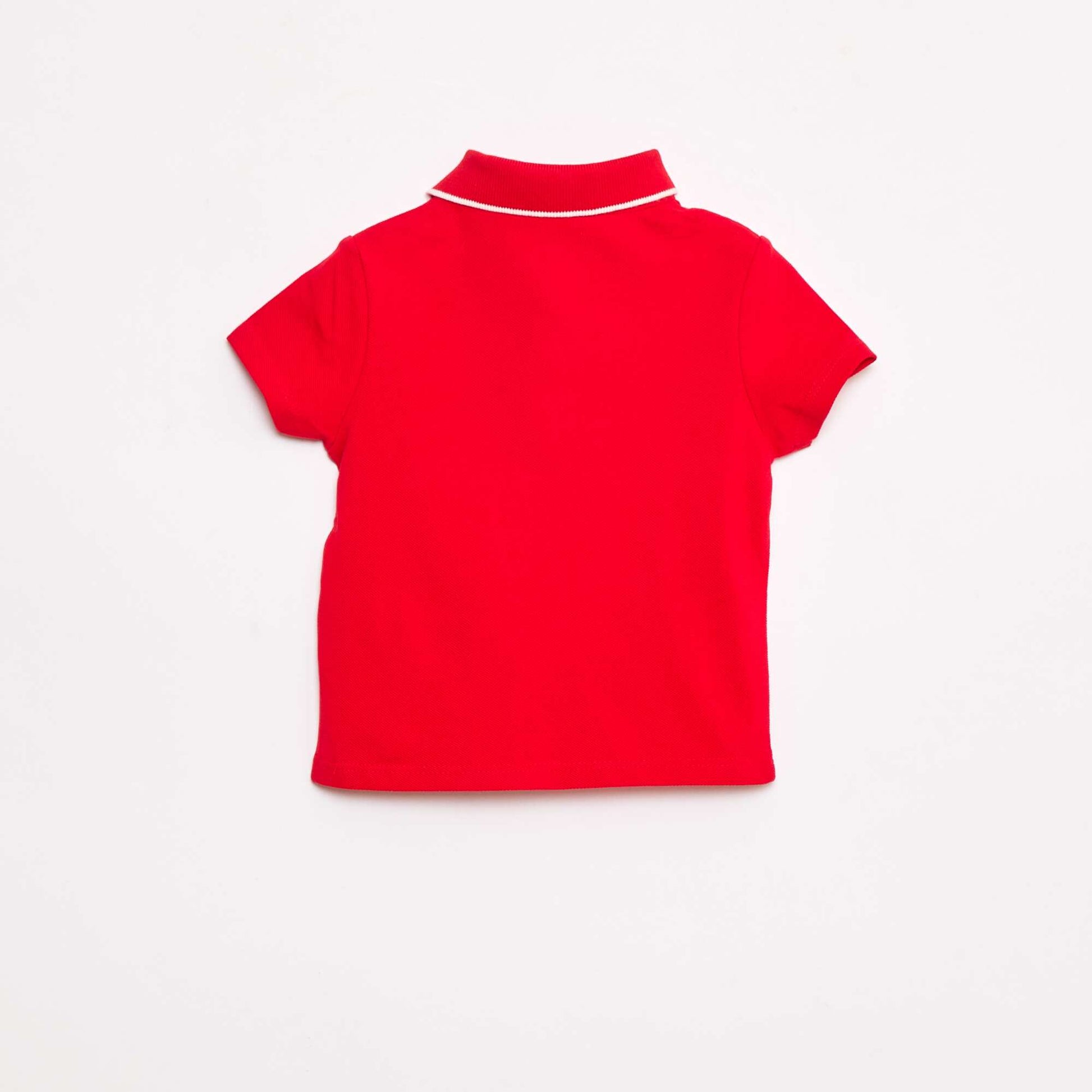 Polo uni manches courtes en coton ROUGE