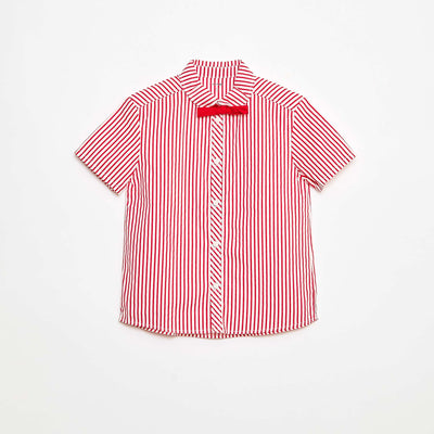 Chemise à rayures 'Noël' avec nœud coton ROUGE