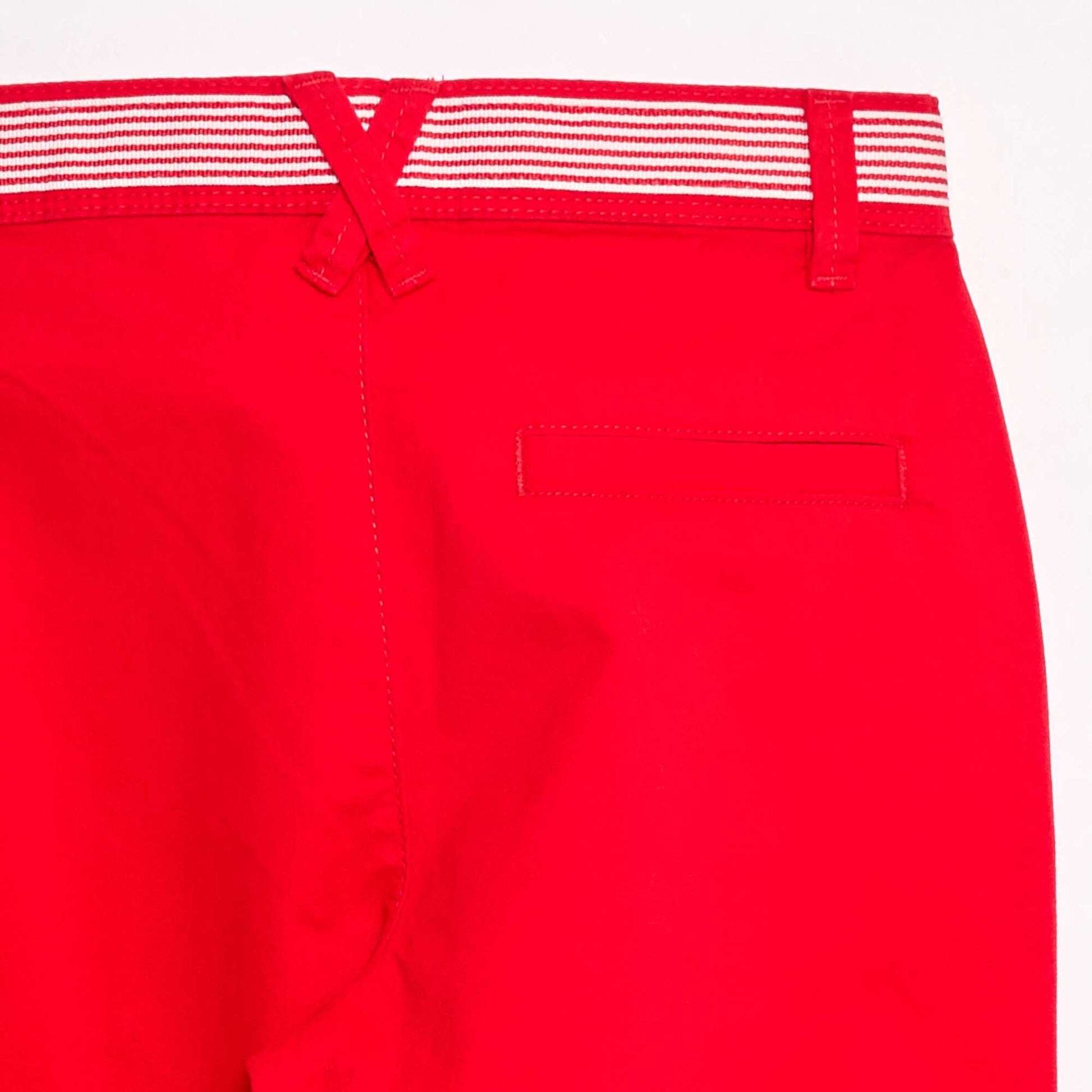 Pantalon droit style 'Noël' en twill avec ceinture ROUGE