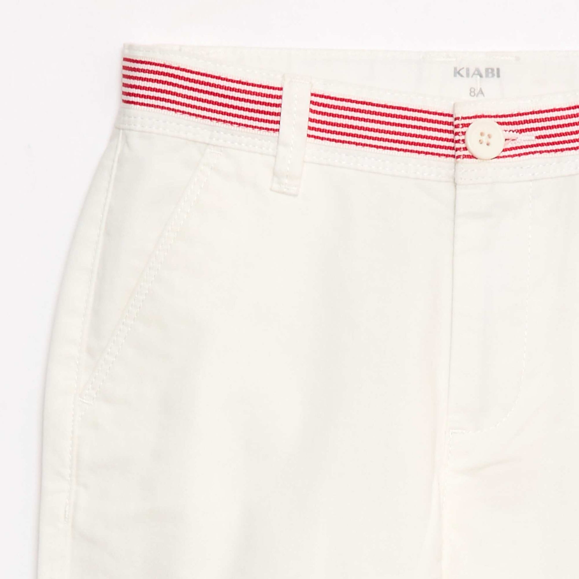 Pantalon droit style 'Noël' en twill avec ceinture BLANC
