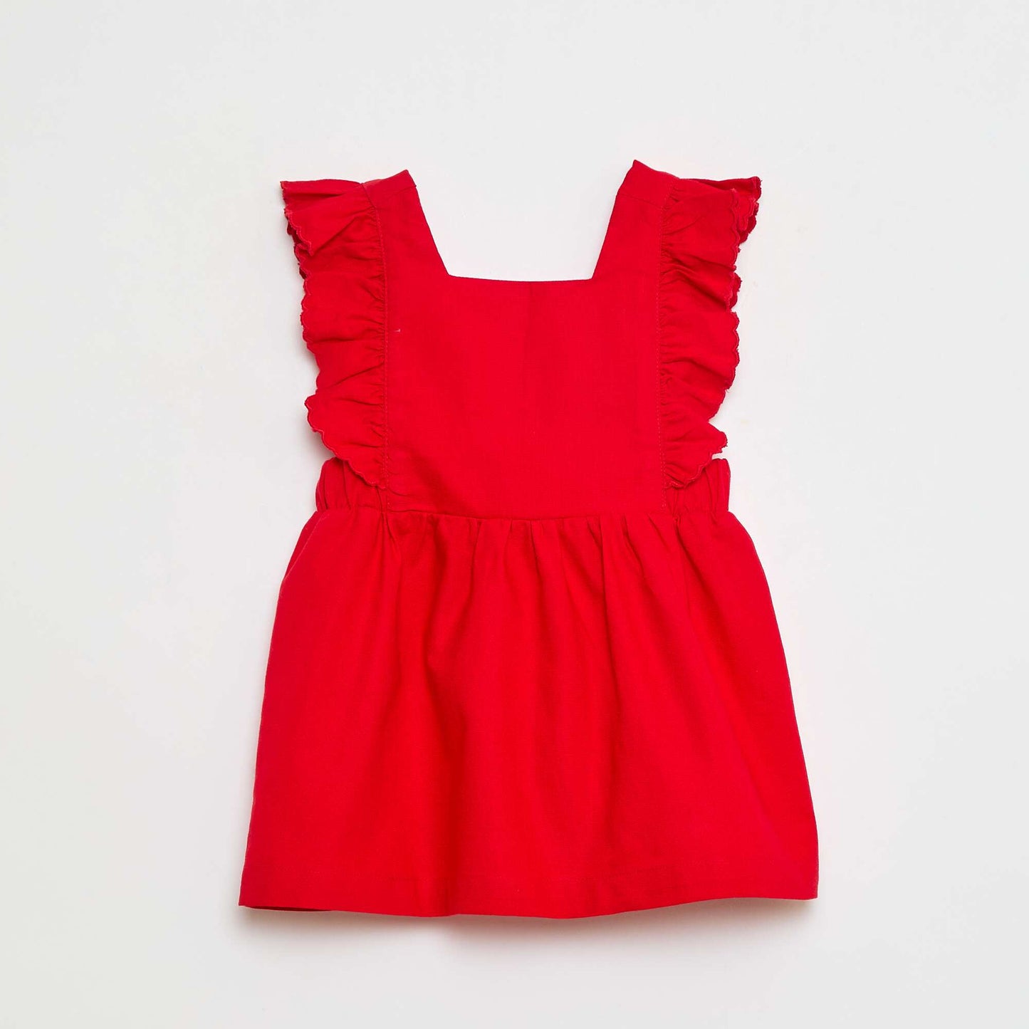 Robe sans manches avec volants uni ROUGE