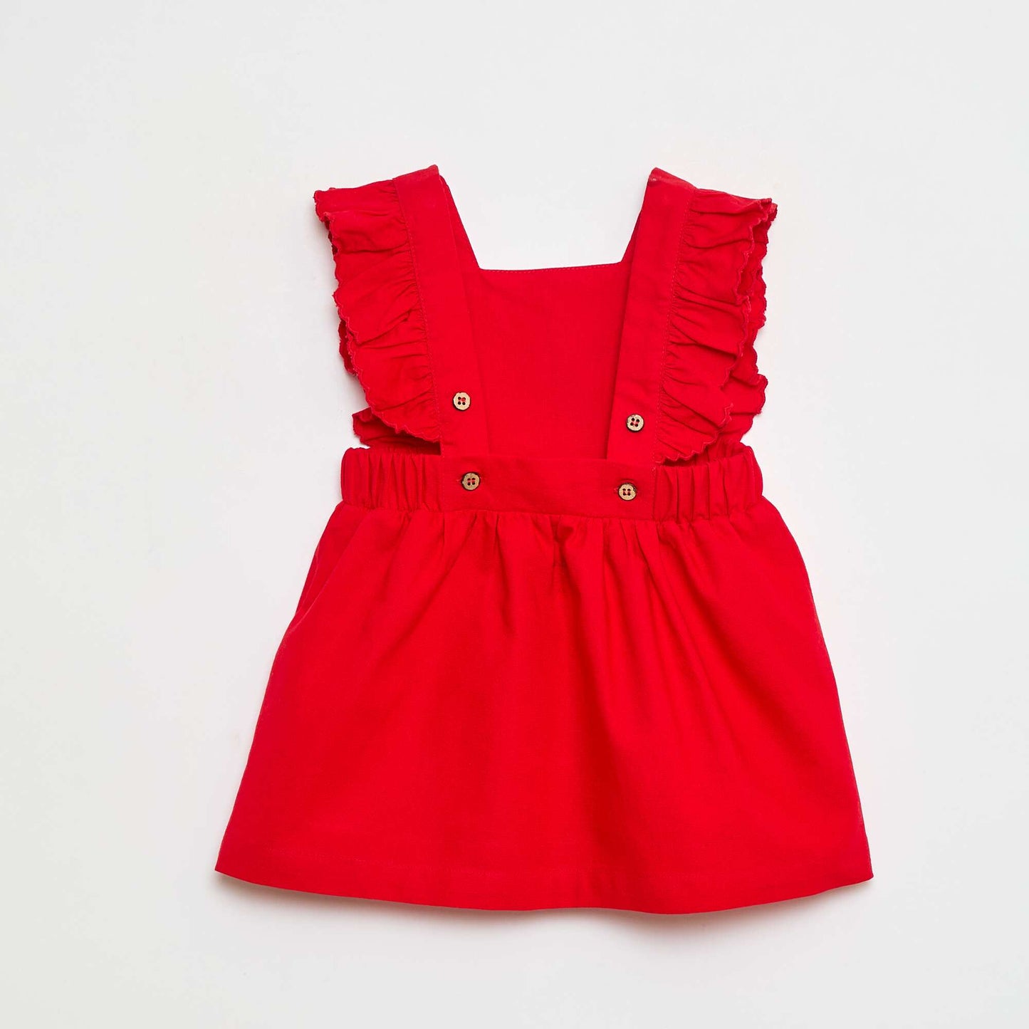 Robe sans manches avec volants uni ROUGE
