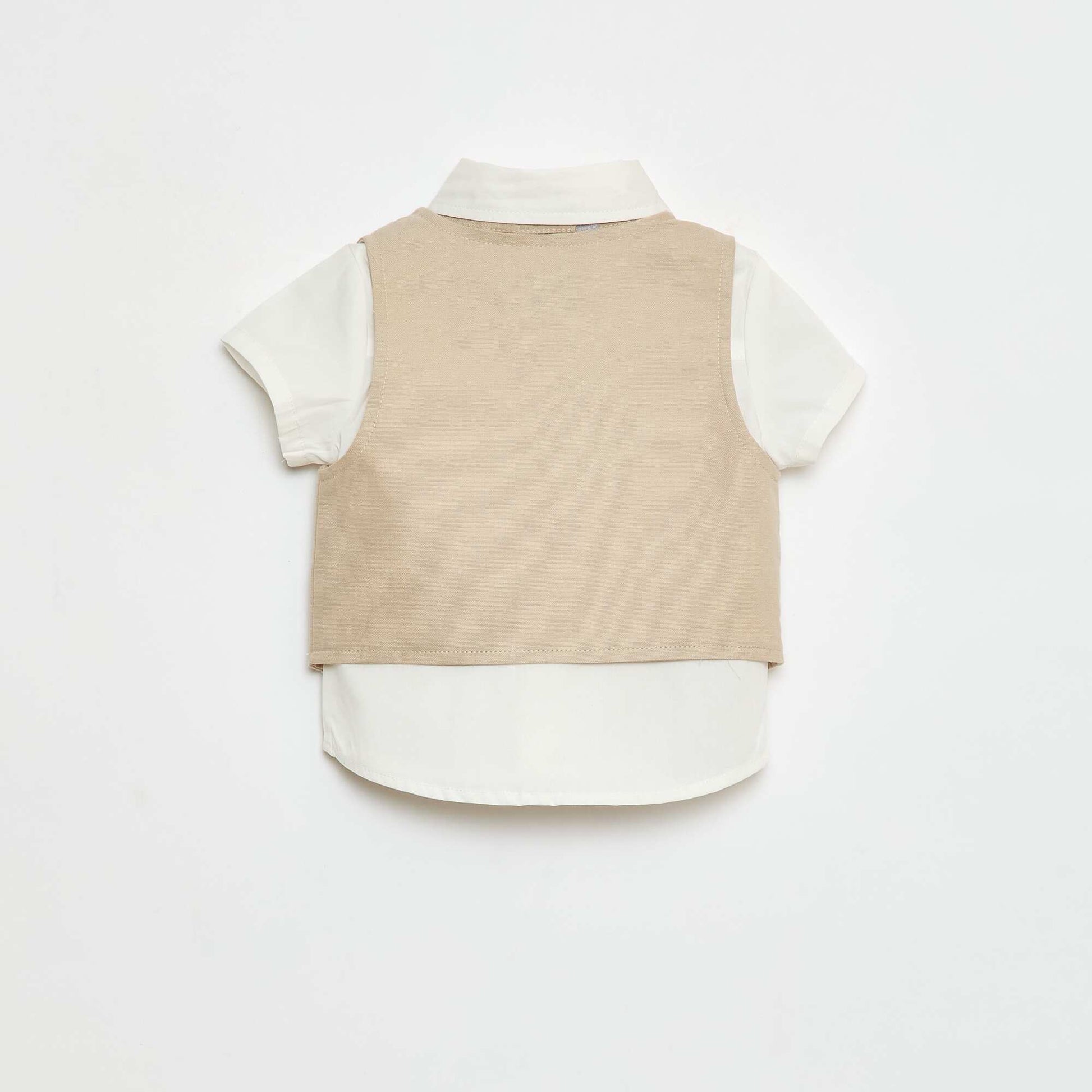 Ensemble de fête chemise + gilet de costume + noeud papillon + chino BEIGE