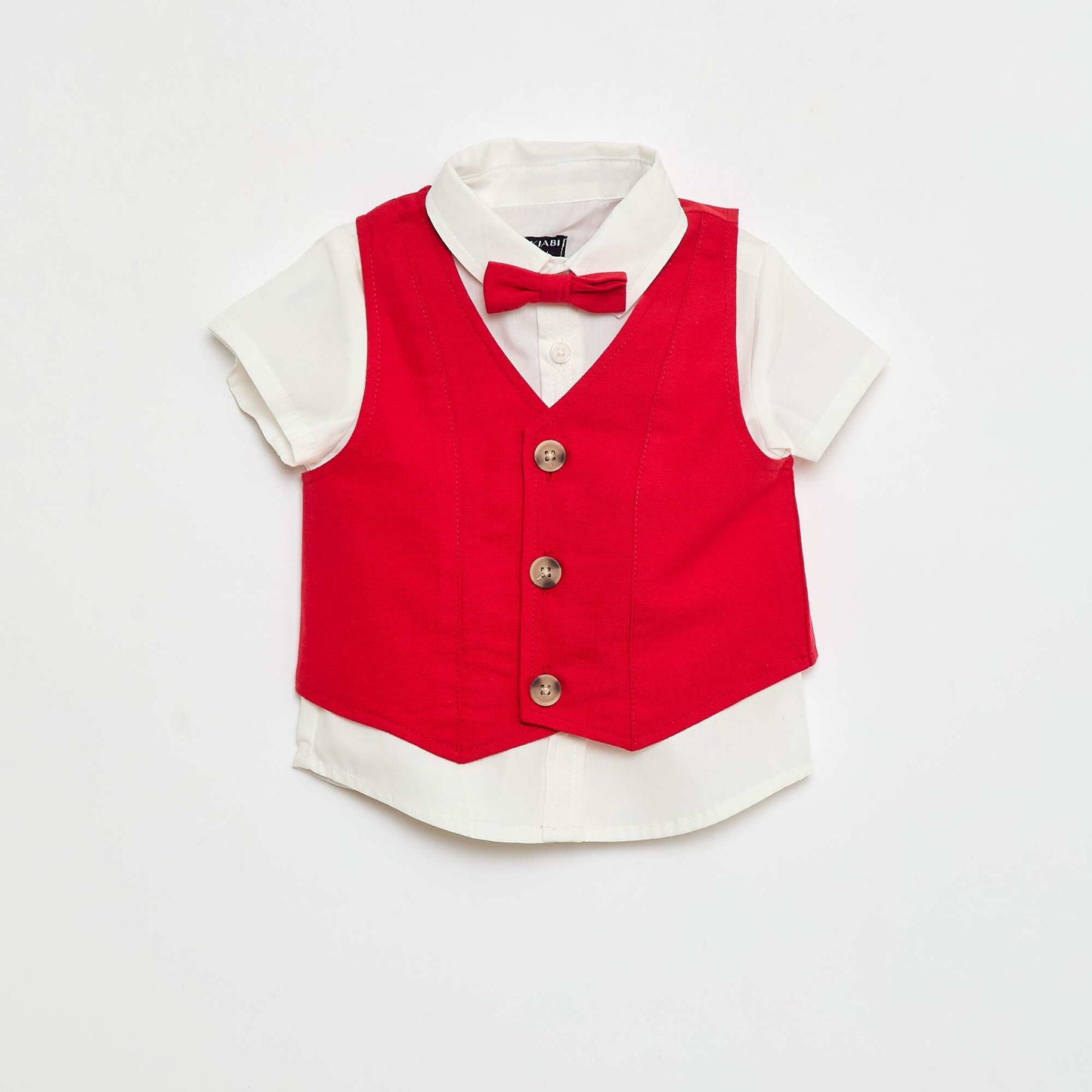 Ensemble de fête chemise + gilet de costume + noeud papillon + chino BLANC