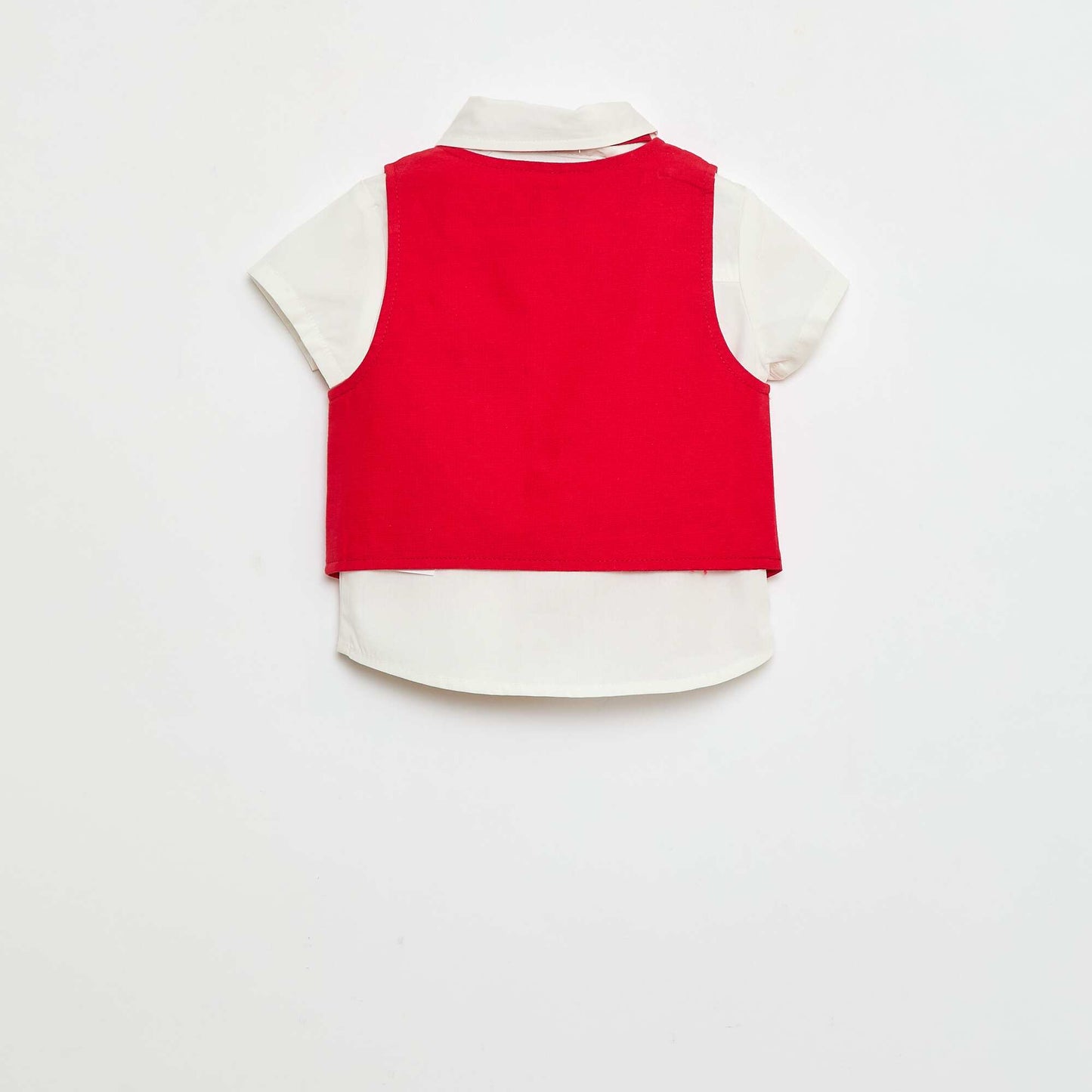 Ensemble de fête chemise + gilet de costume + noeud papillon + chino BLANC