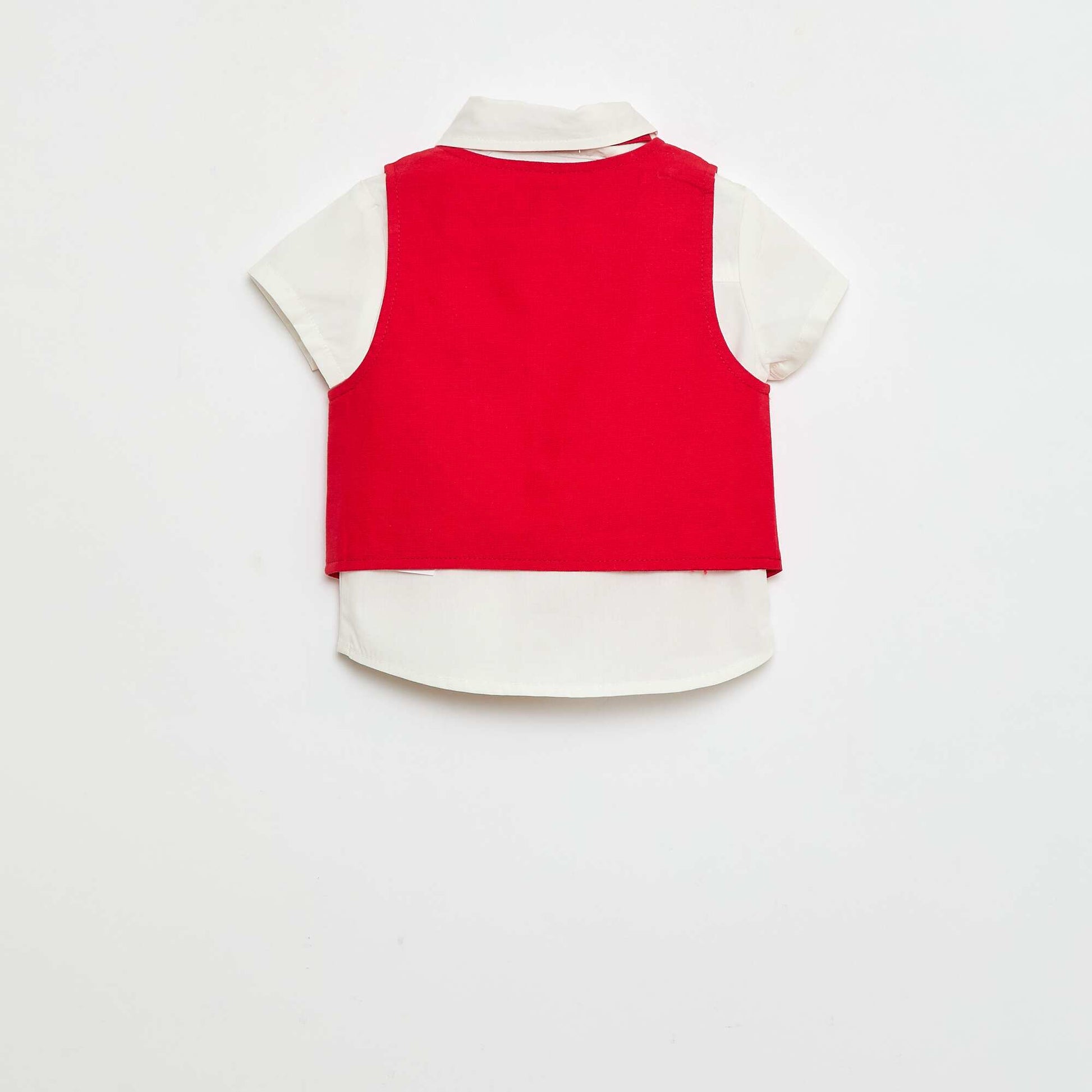 Ensemble de fête chemise + gilet de costume + noeud papillon + chino BLANC