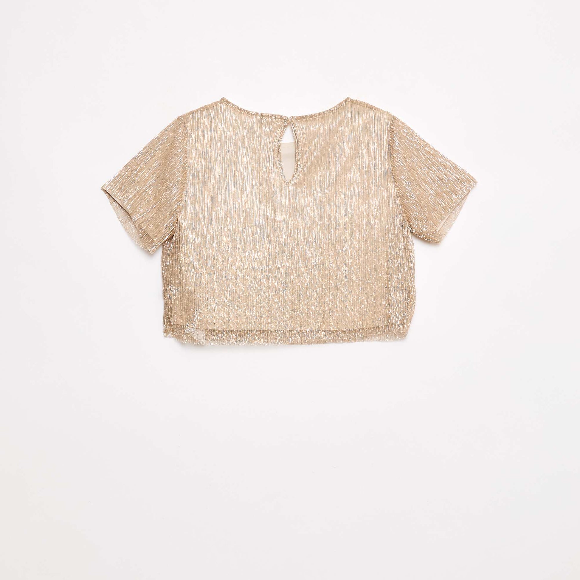T-shirt col rond effet brillant BEIGE