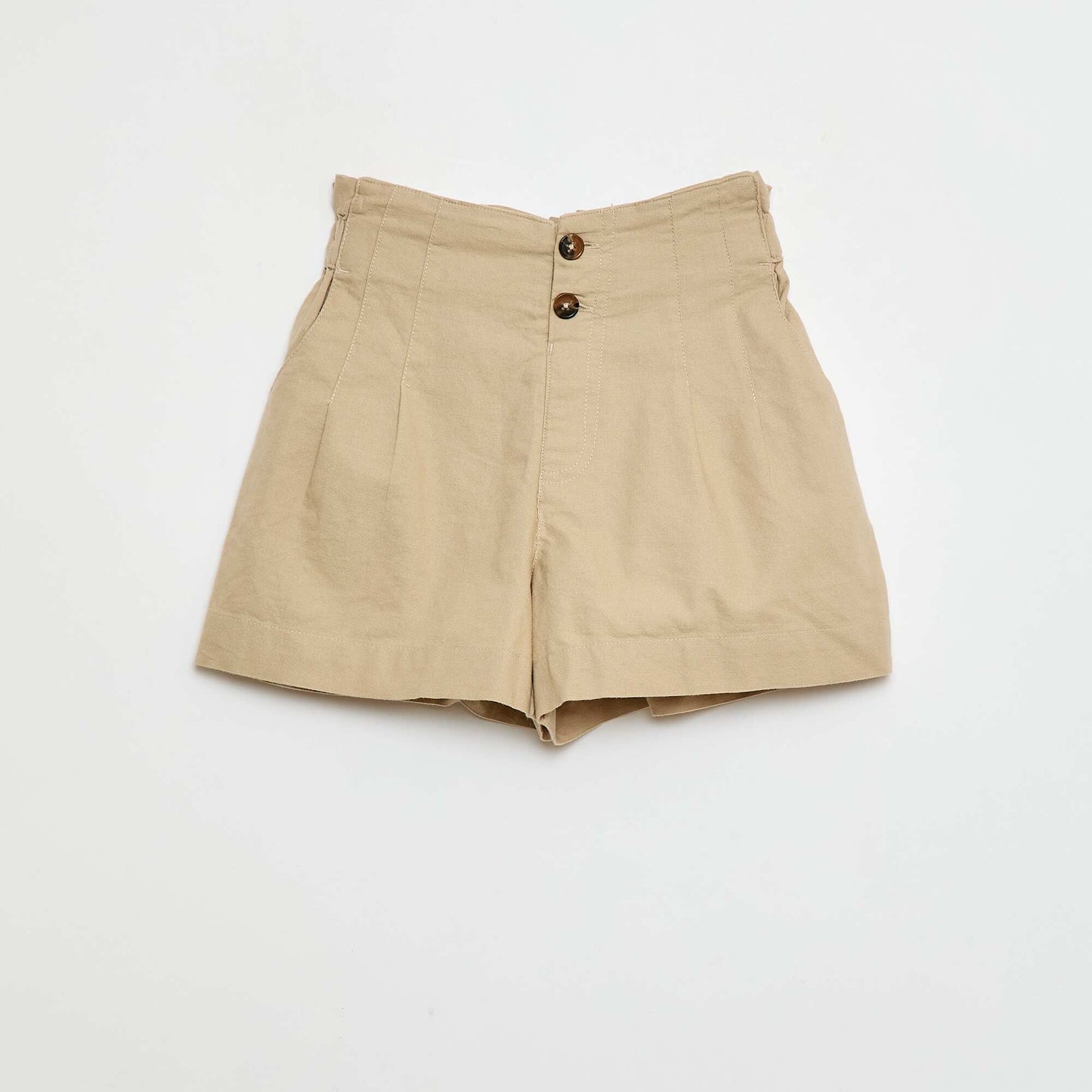 Short de cérémonie en coton uni BEIGE