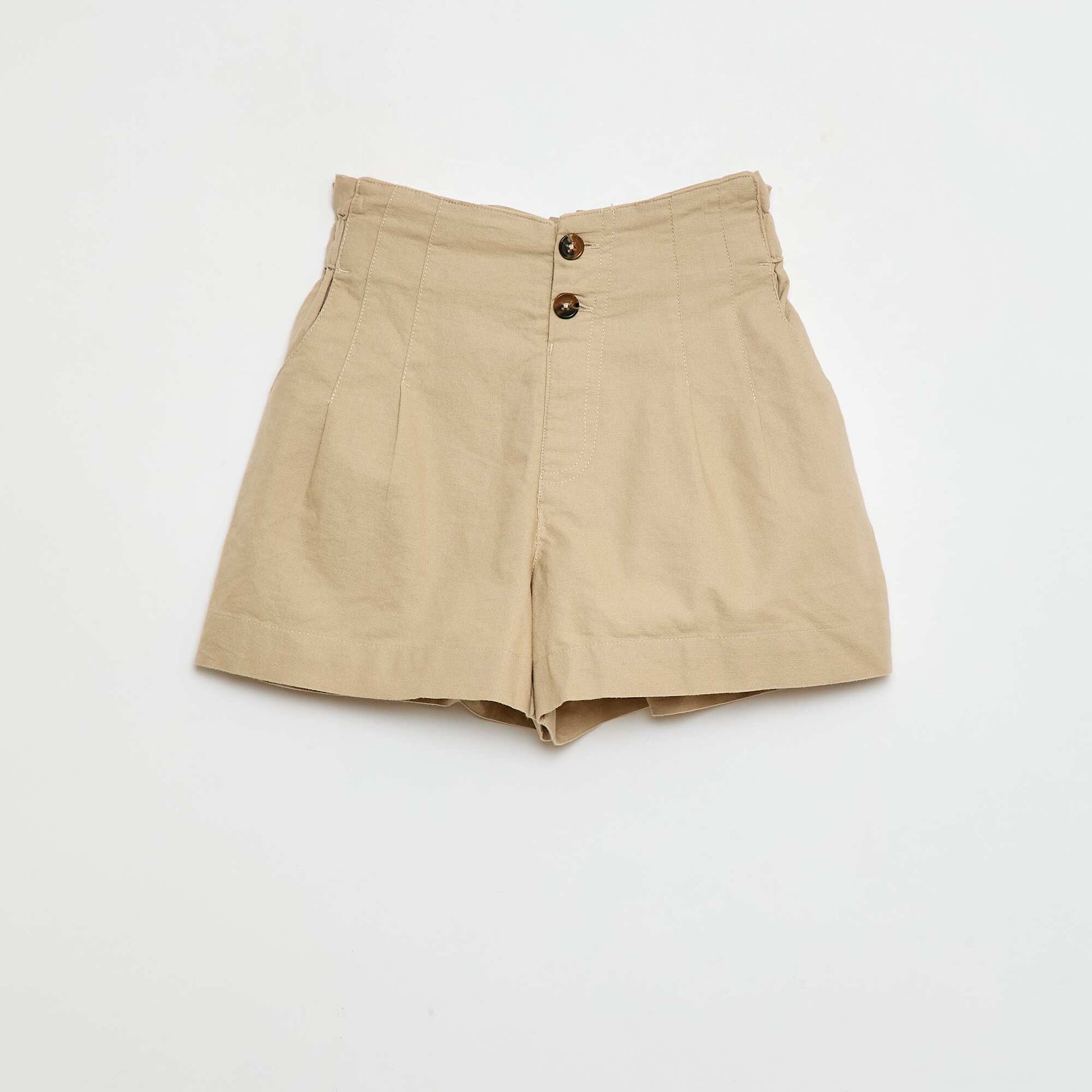 Short de cérémonie en coton uni BEIGE
