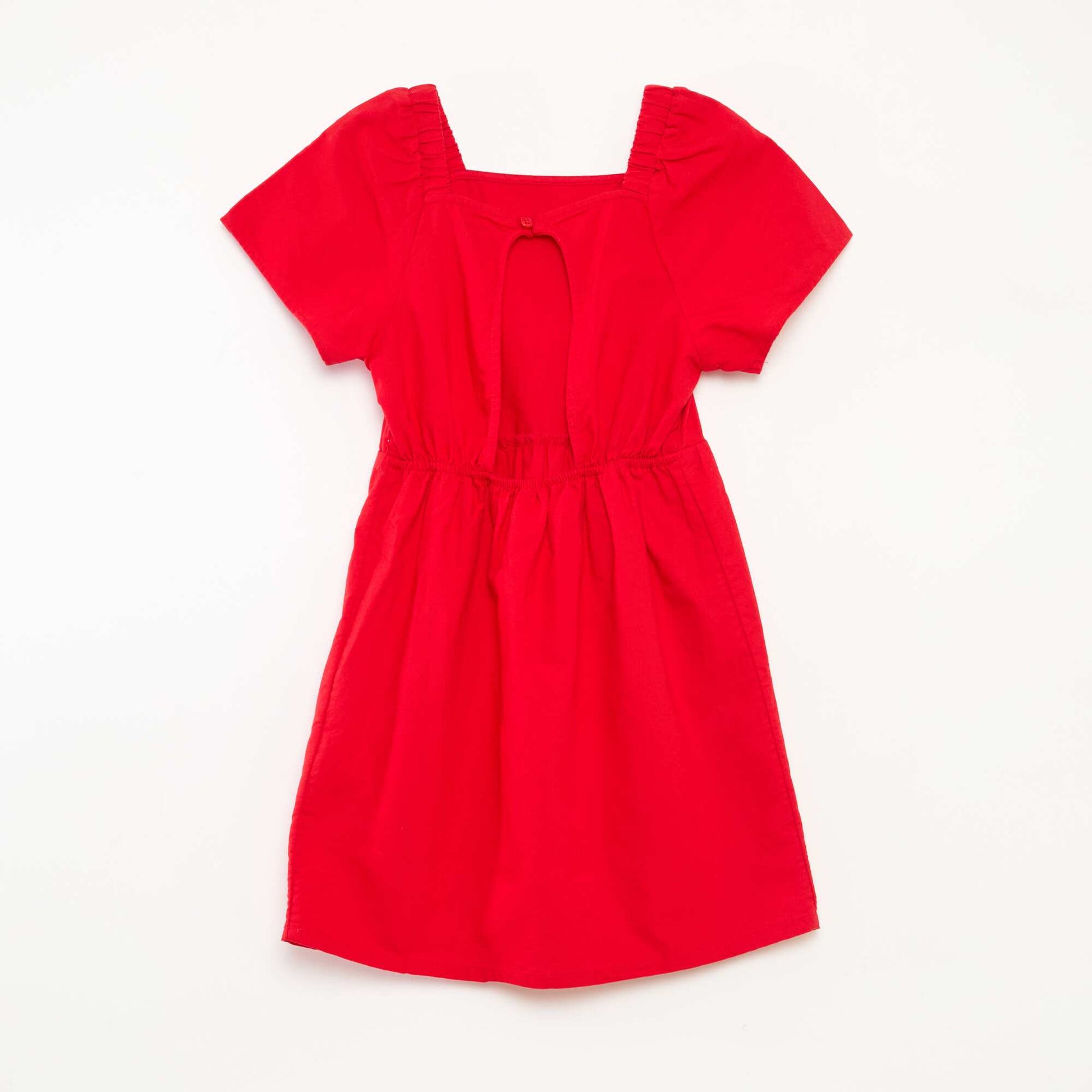 Robe corolle à bretelles uni ROUGE