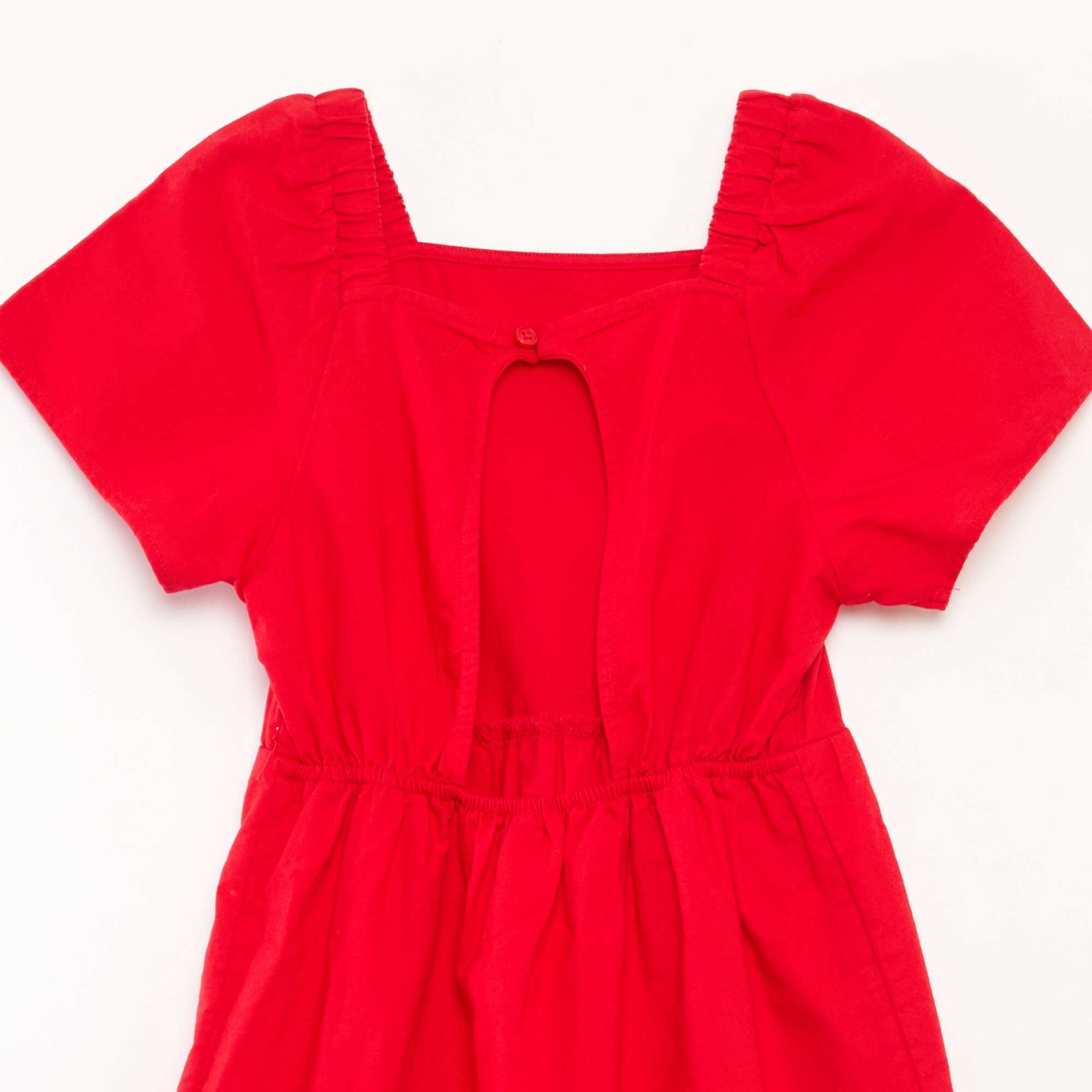 Robe corolle à bretelles uni ROUGE