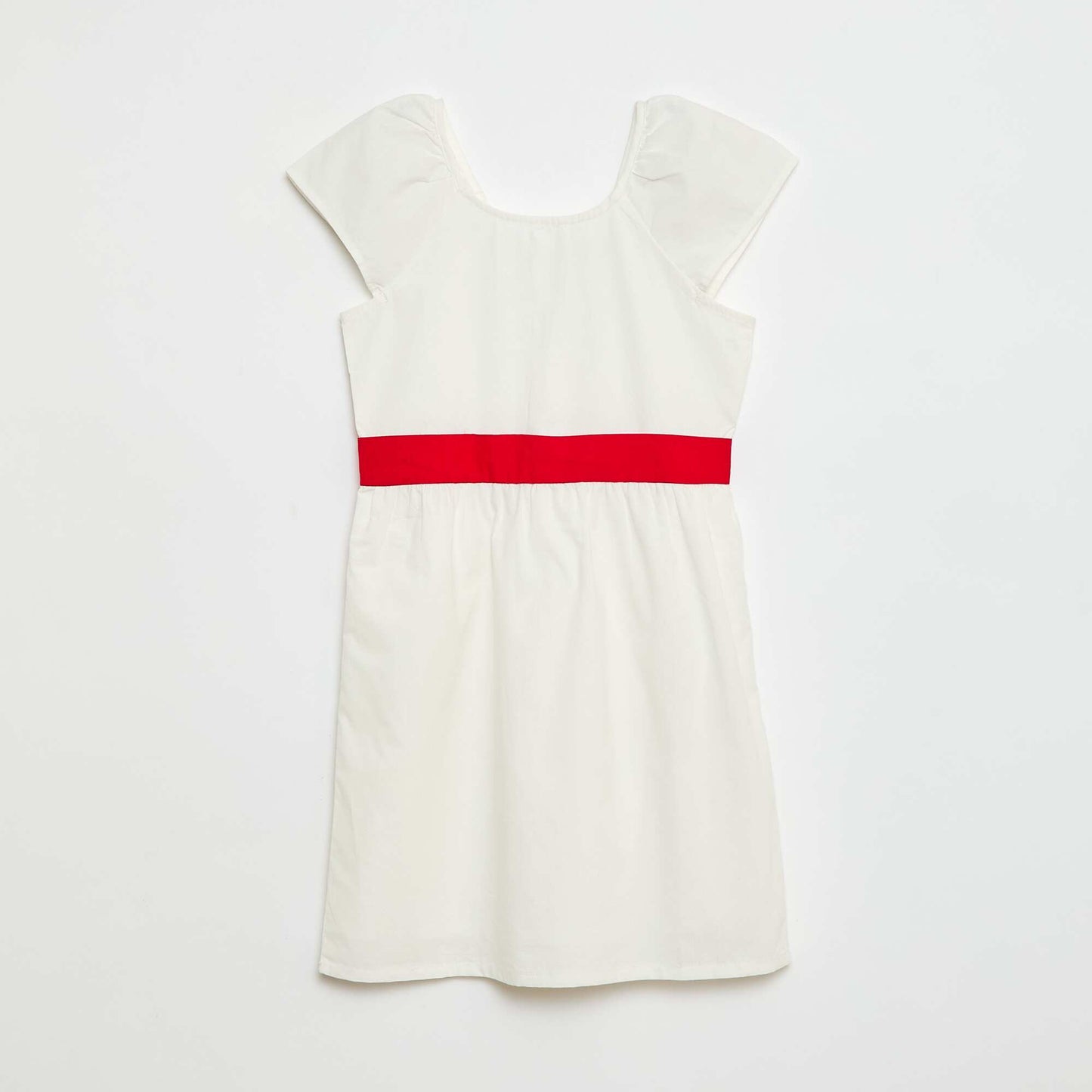 Robe avec ceinture en coton uni BLANC