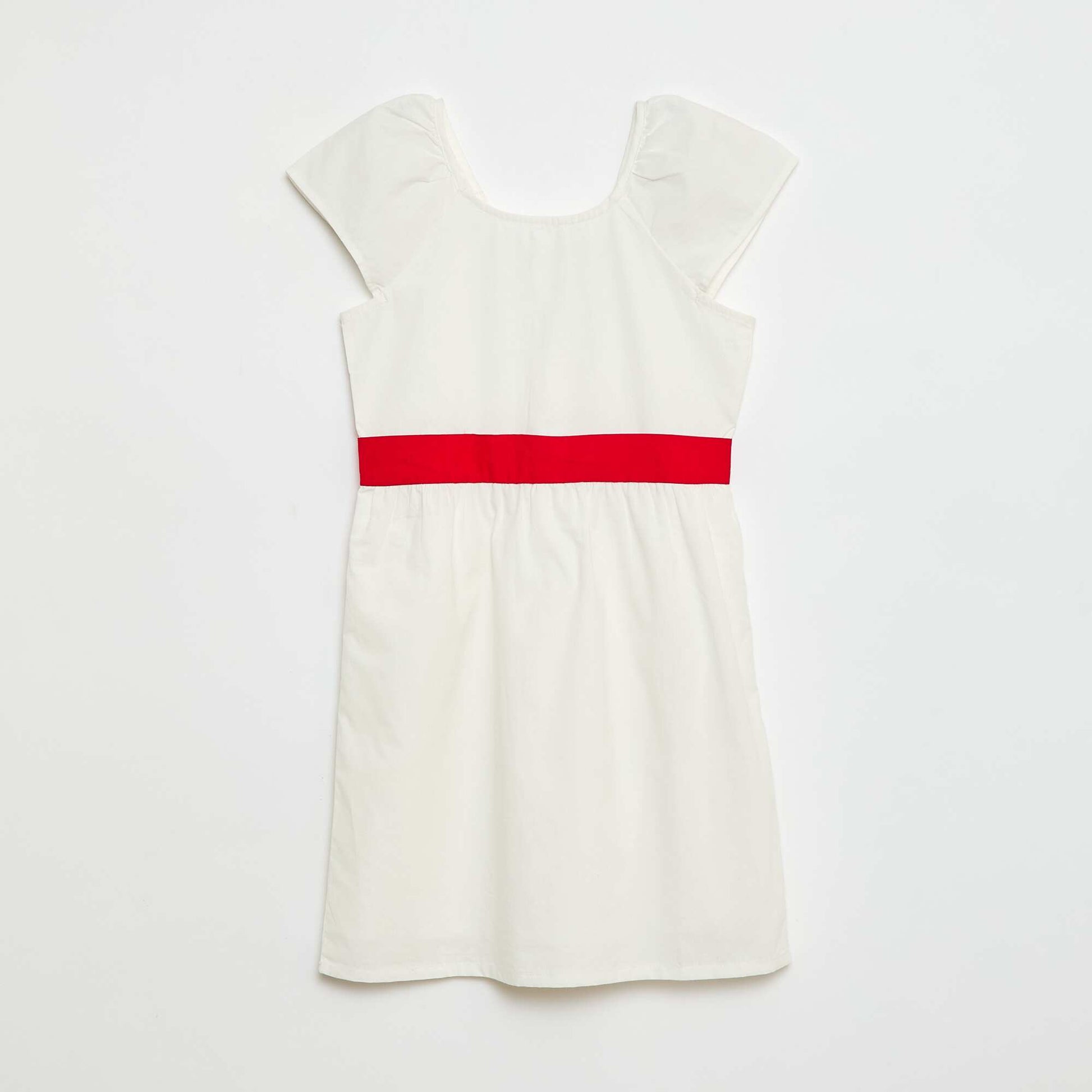 Robe avec ceinture en coton uni BLANC