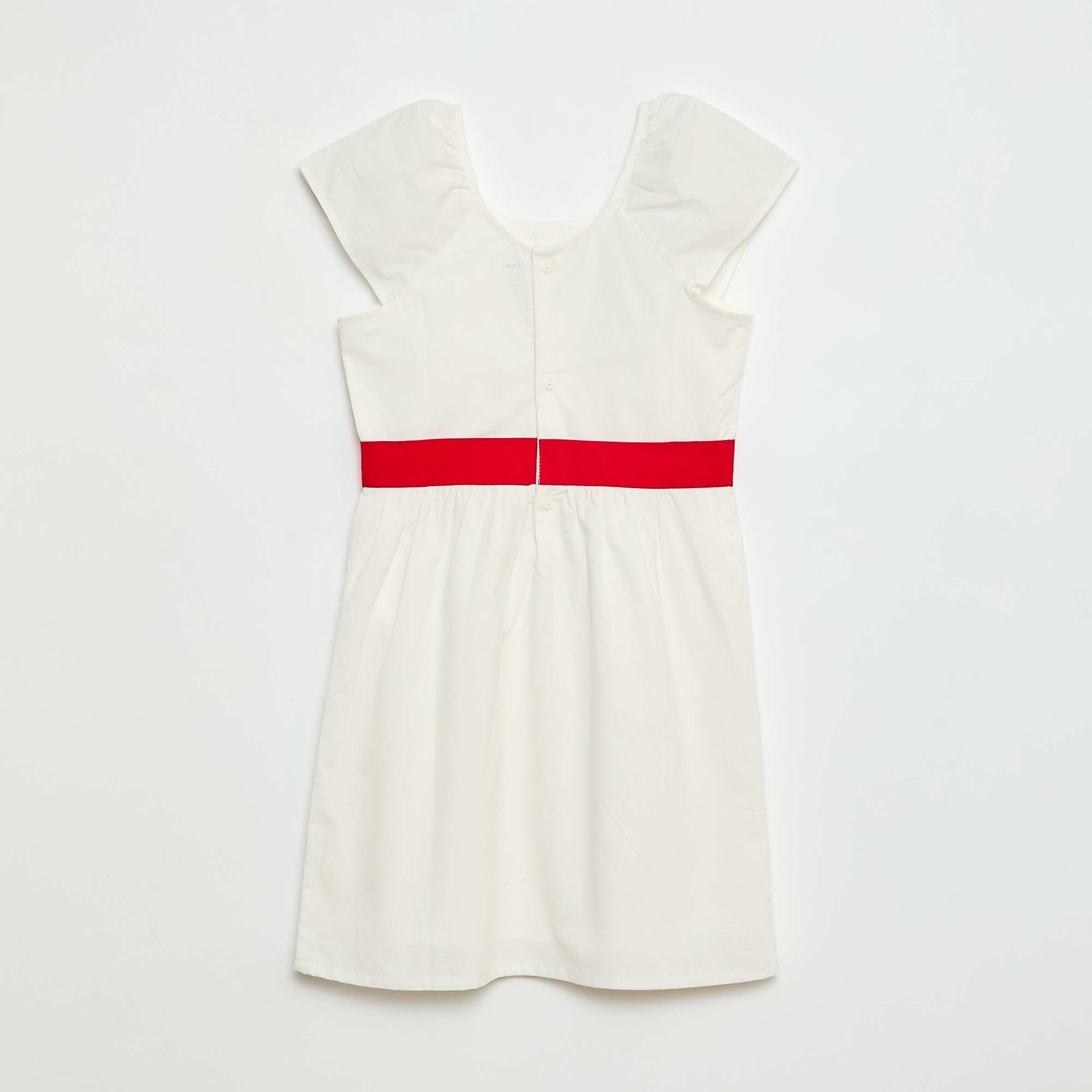 Robe avec ceinture en coton uni BLANC