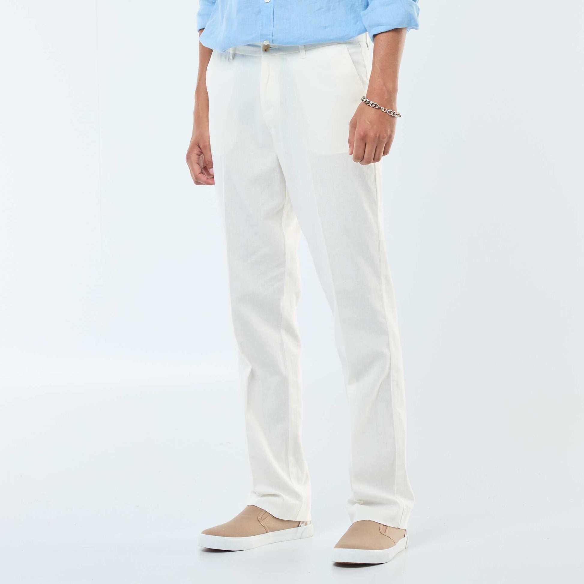 Pantalon type costume coupe slim BLANC