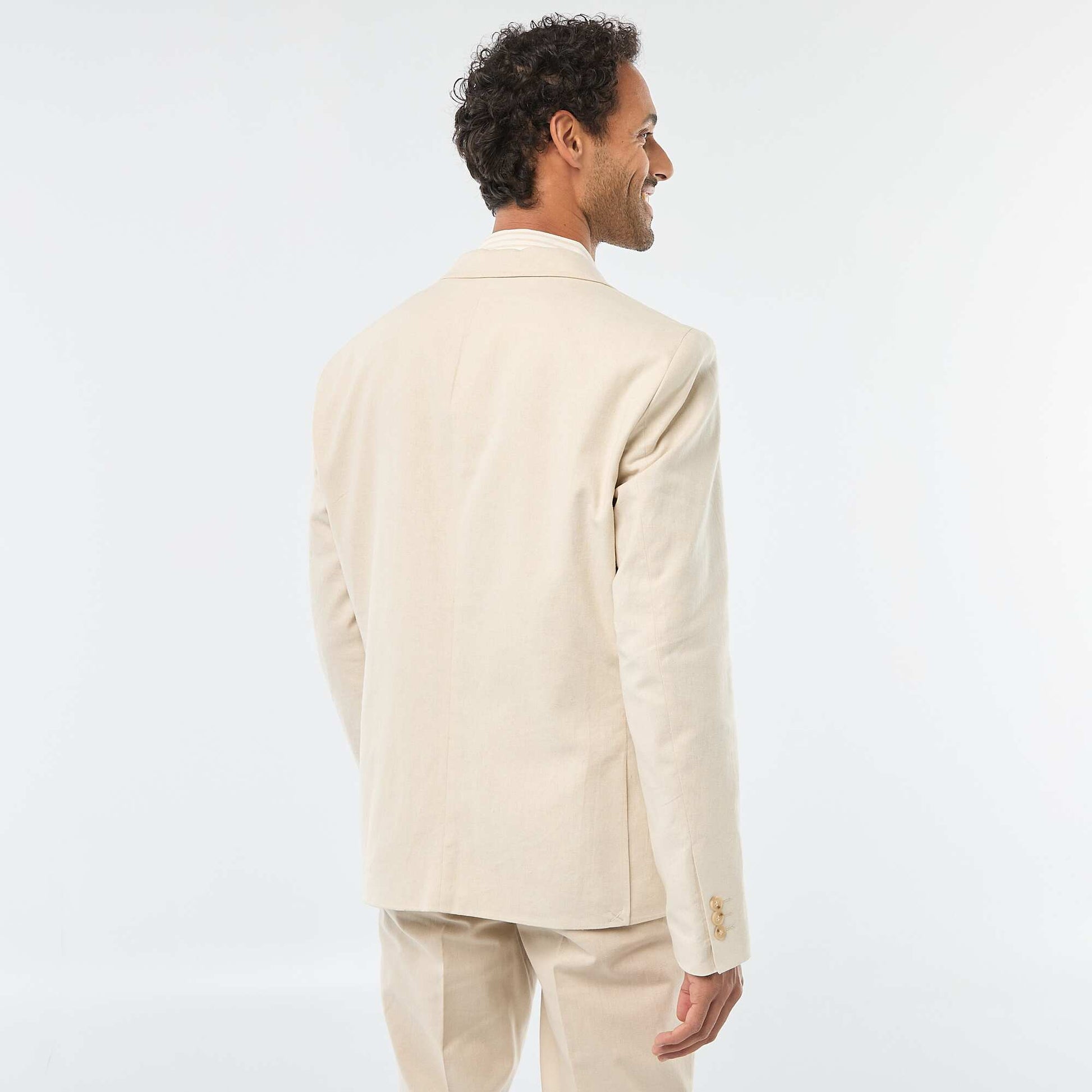 Veste de costume slim en lin mélangé BEIGE