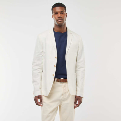 Veste de costume slim en lin mélangé BLANC