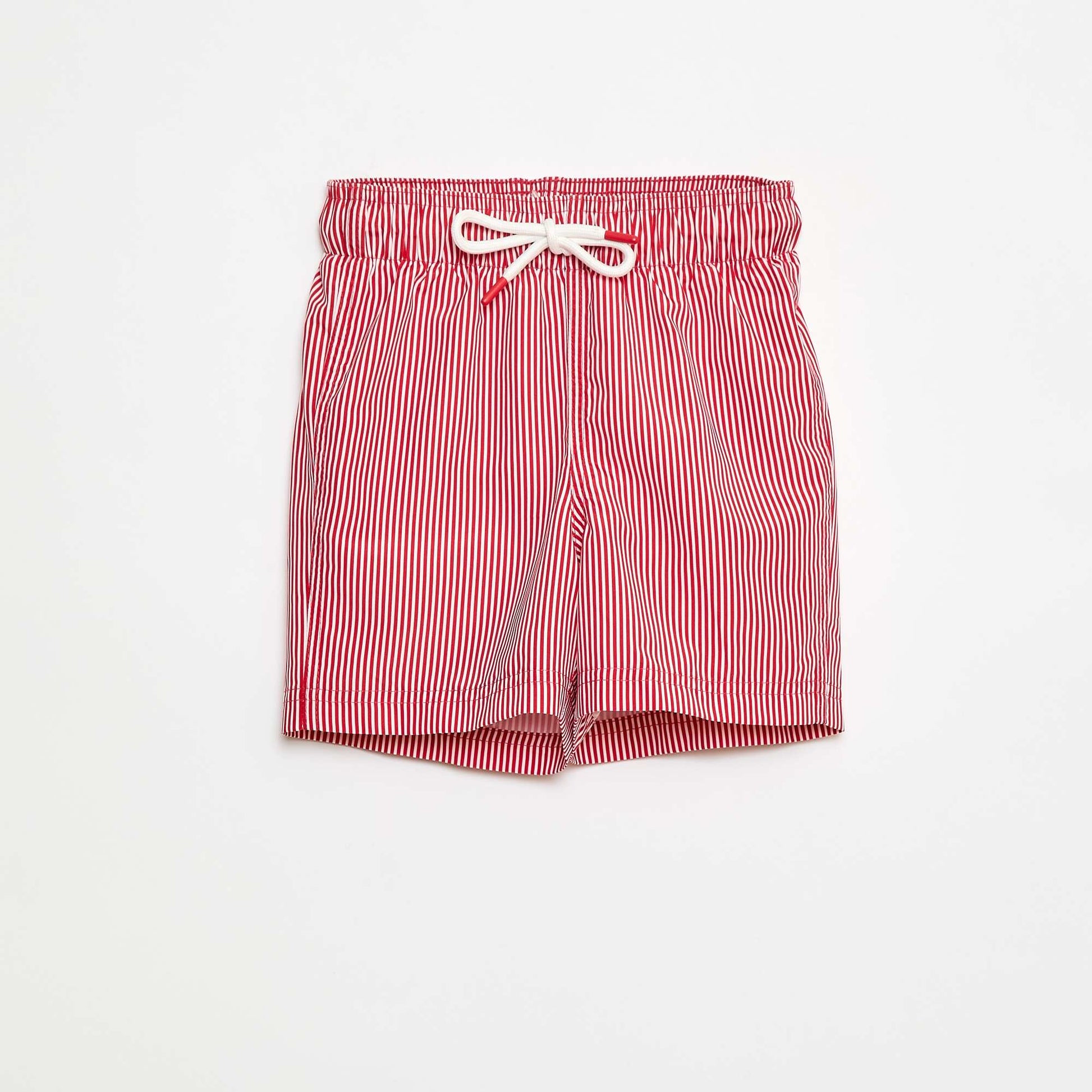 Short de bain à rayures ROUGE