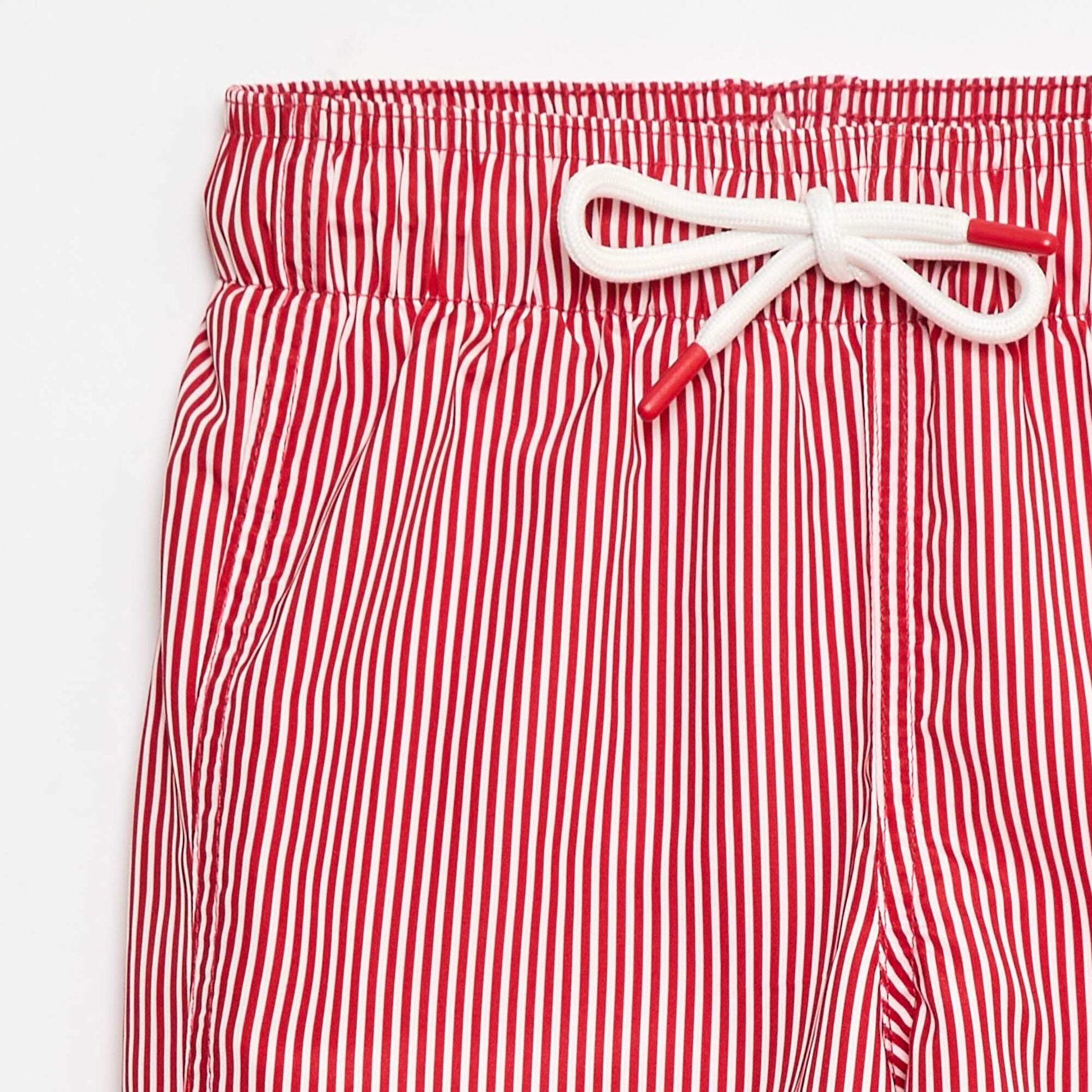 Short de bain à rayures ROUGE