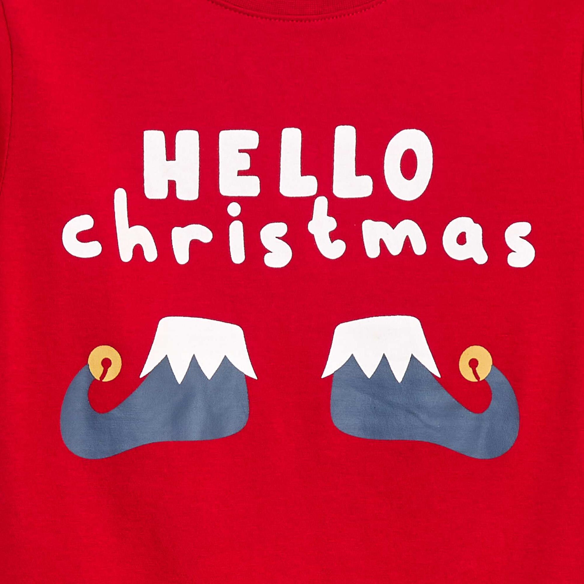 Ensemble de pyjama imprimé 'Noël' en jersey coton ROUGE