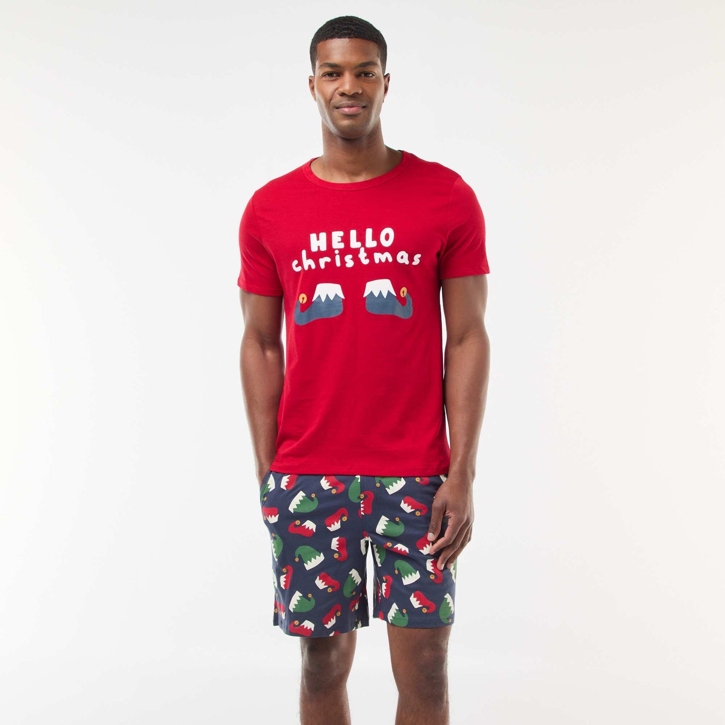 Pyjama court imprimé Noël - 2 pièces ROUGE