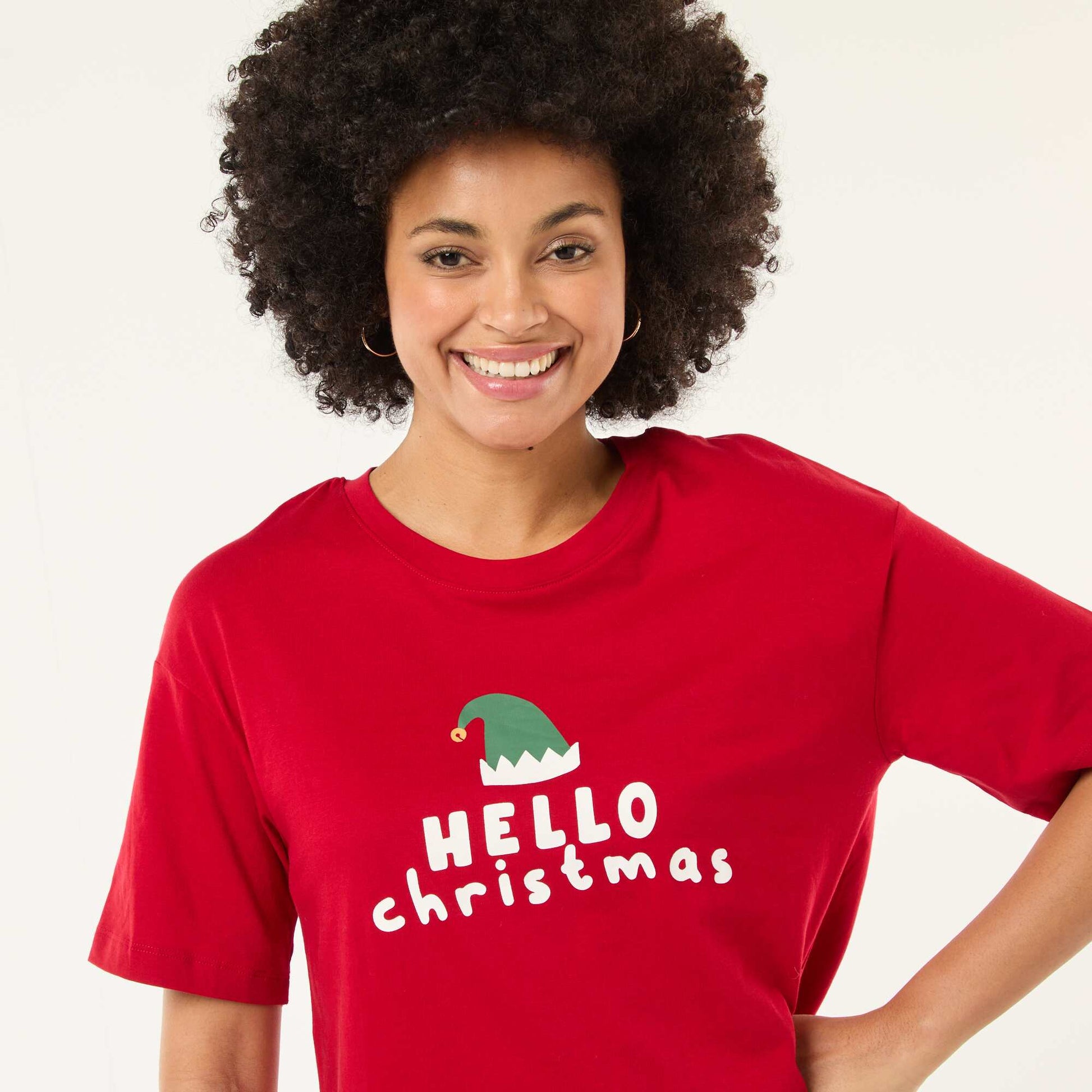 Pyjama court imprimé Noël - 2 pièces ROUGE
