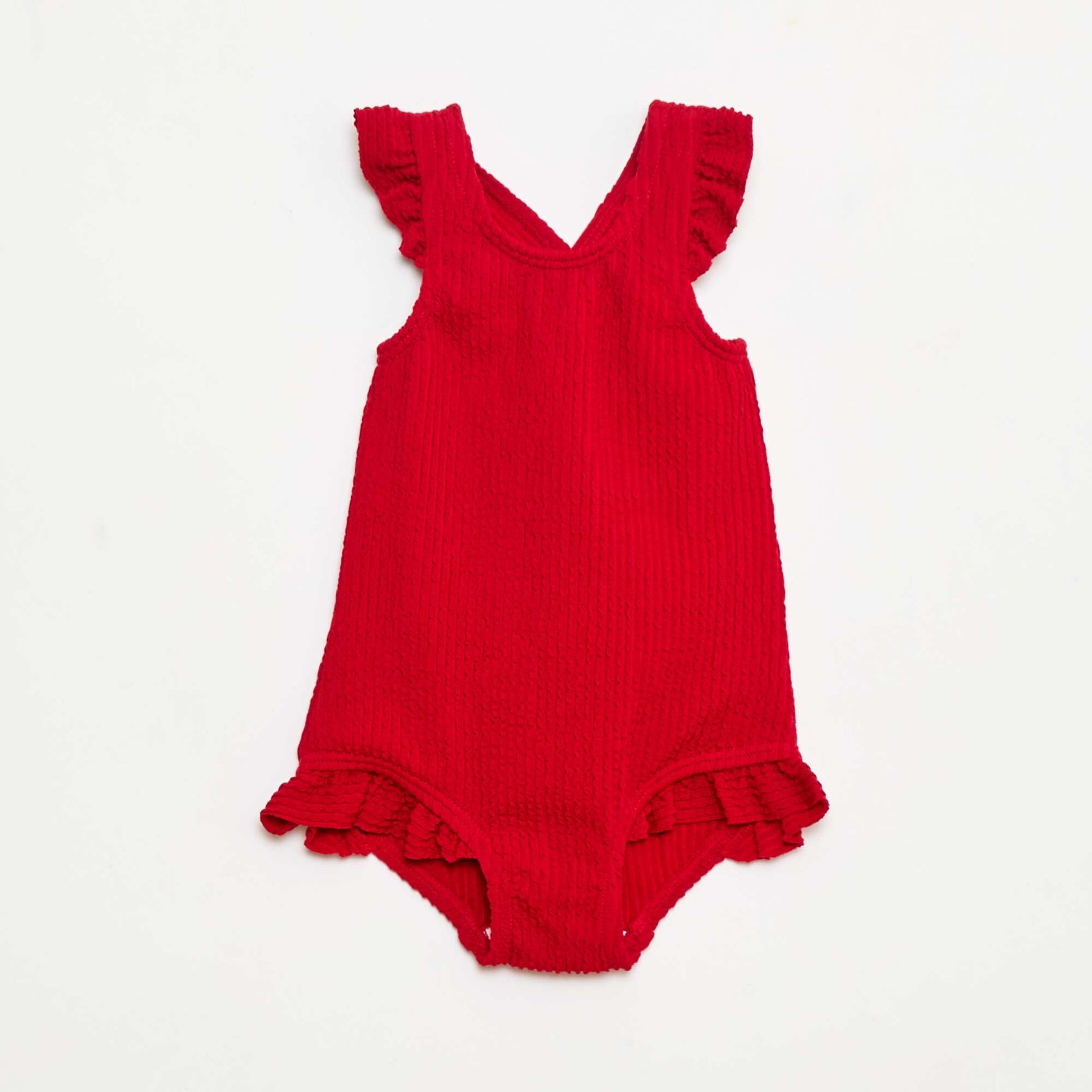 Maillot de bain en maille uni ROUGE