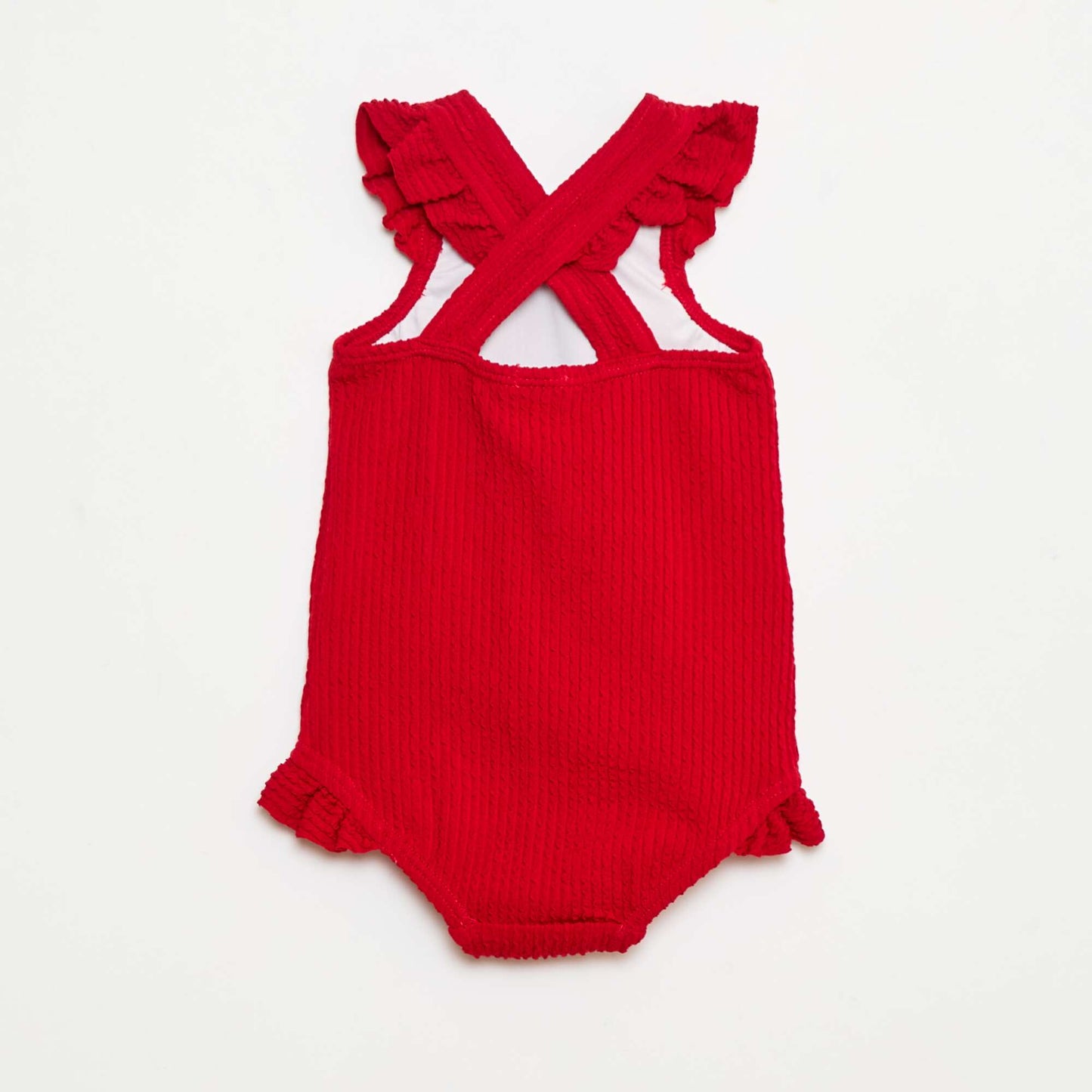 Maillot de bain en maille uni ROUGE