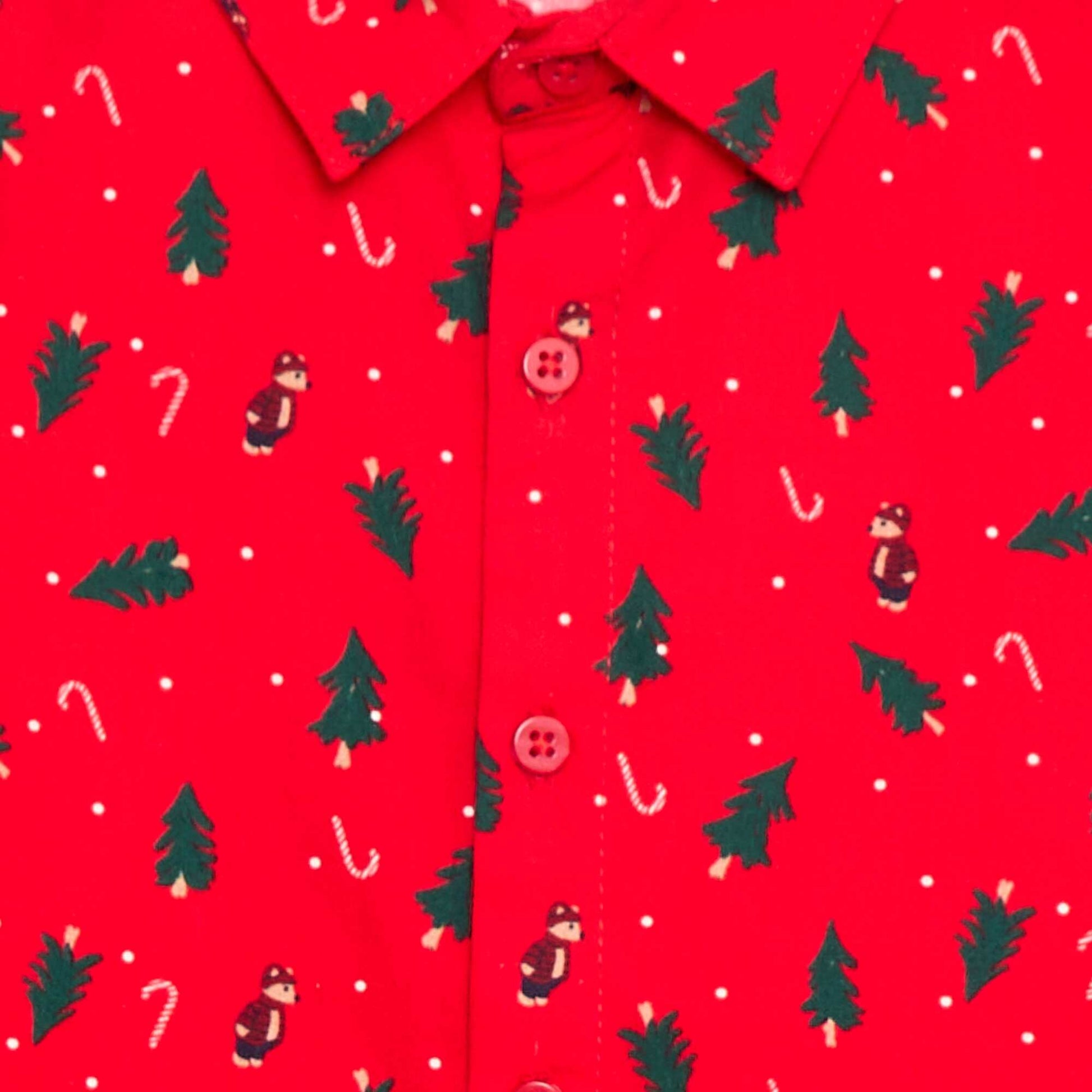 Chemise imprimé all-over 'Noël' en coton ROUGE
